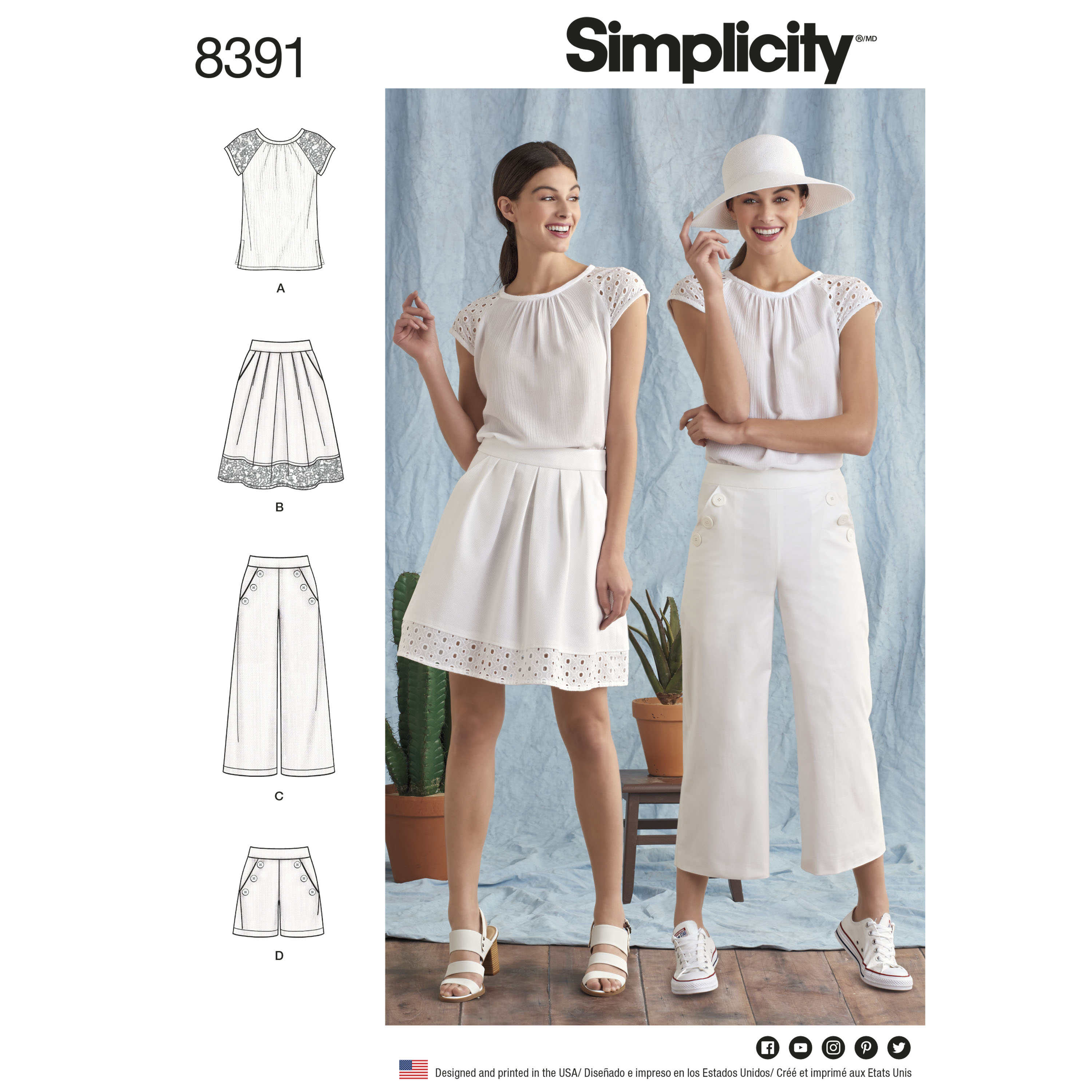 Simplicity 5986 Boho X Back Summer Dress Shorts Skirt Capri Top Pattern 7-14 