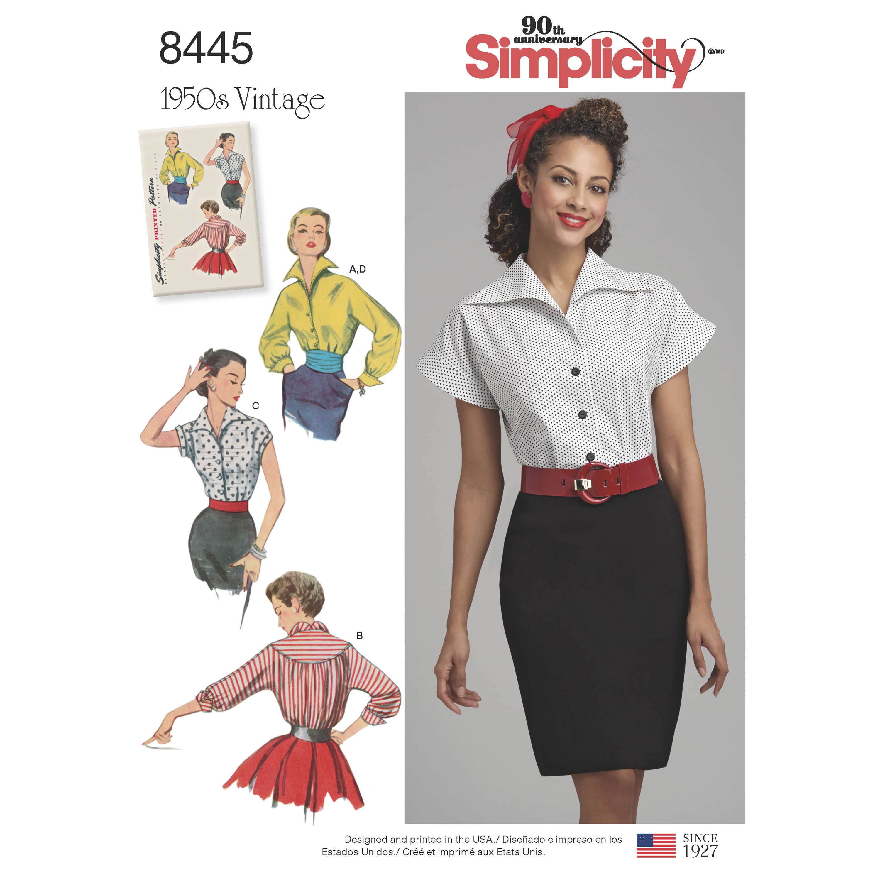 Simplicity 8445 Misses' Vintage Blouses and Cummerbund