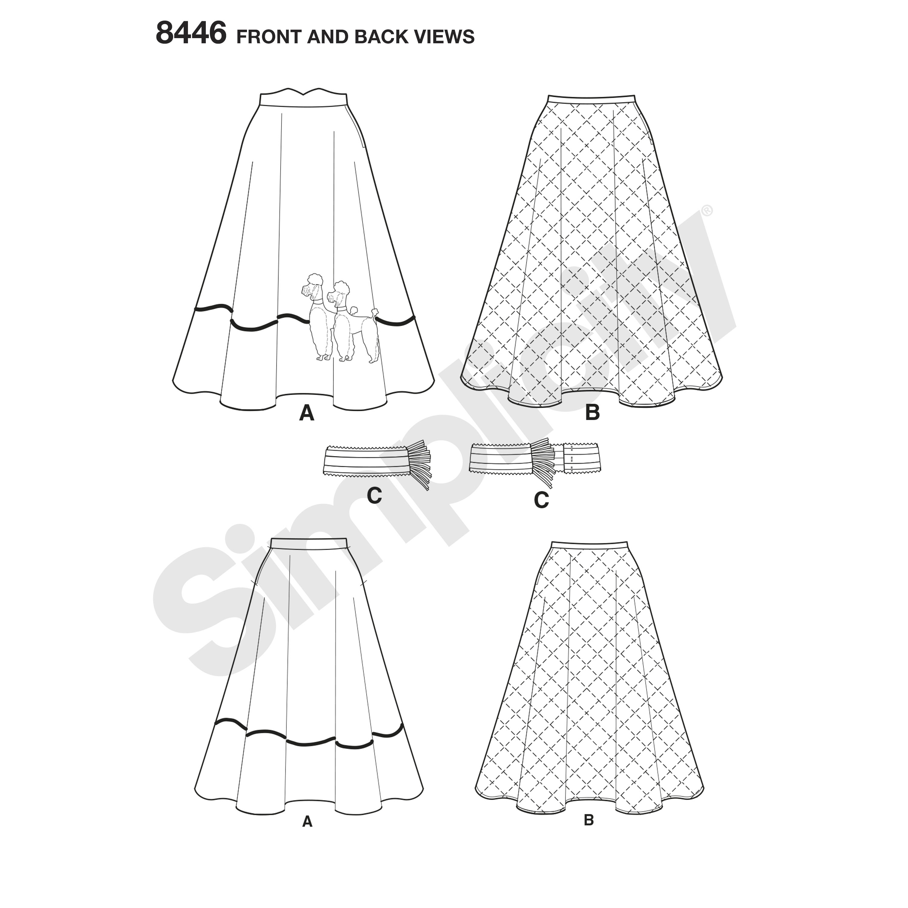 Simplicity Sewing Pattern 8446 Women's Vintage 50s Circle Skirt with Applique