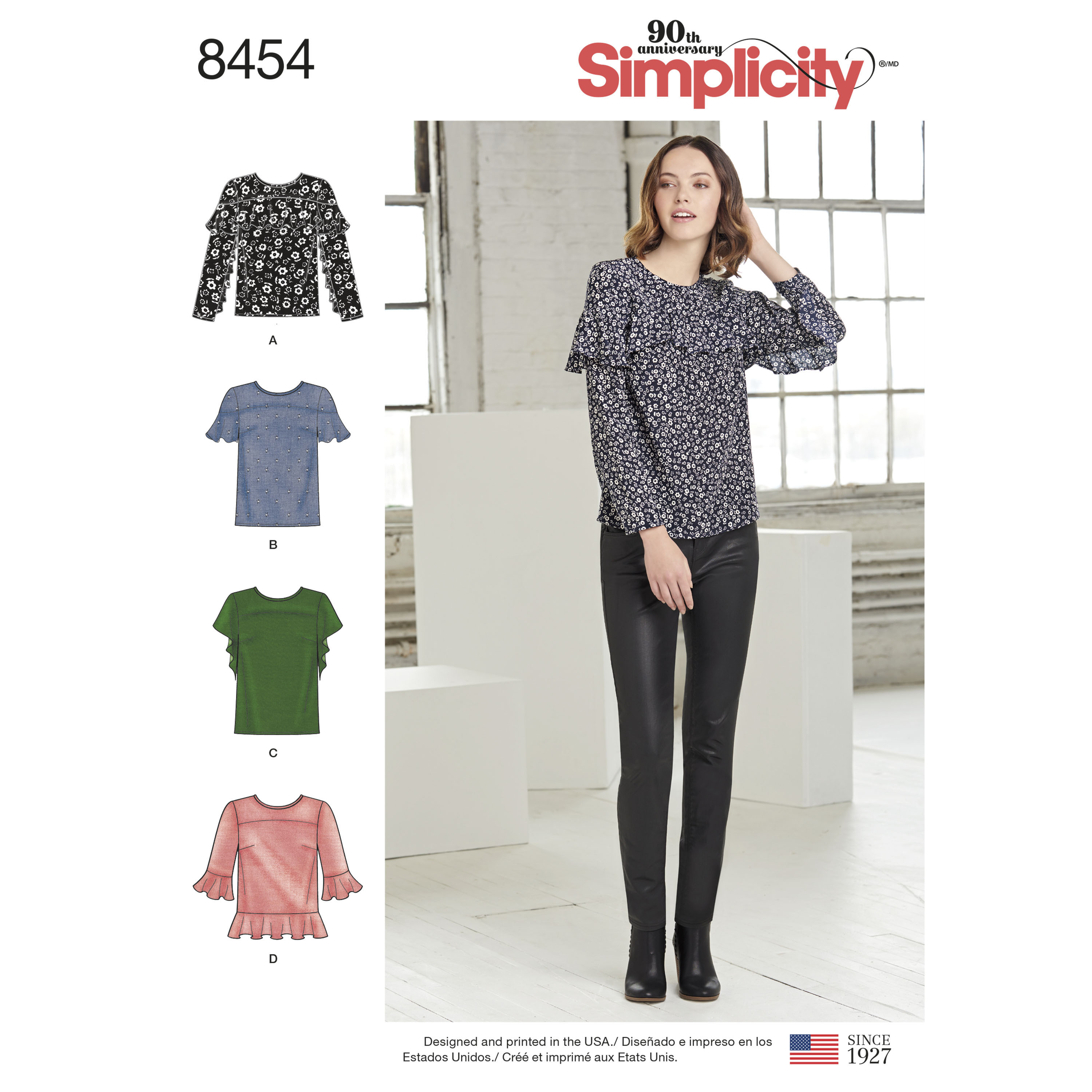 Simplicity Pattern 8454 Misses' Tops with Sleeve and Flounce