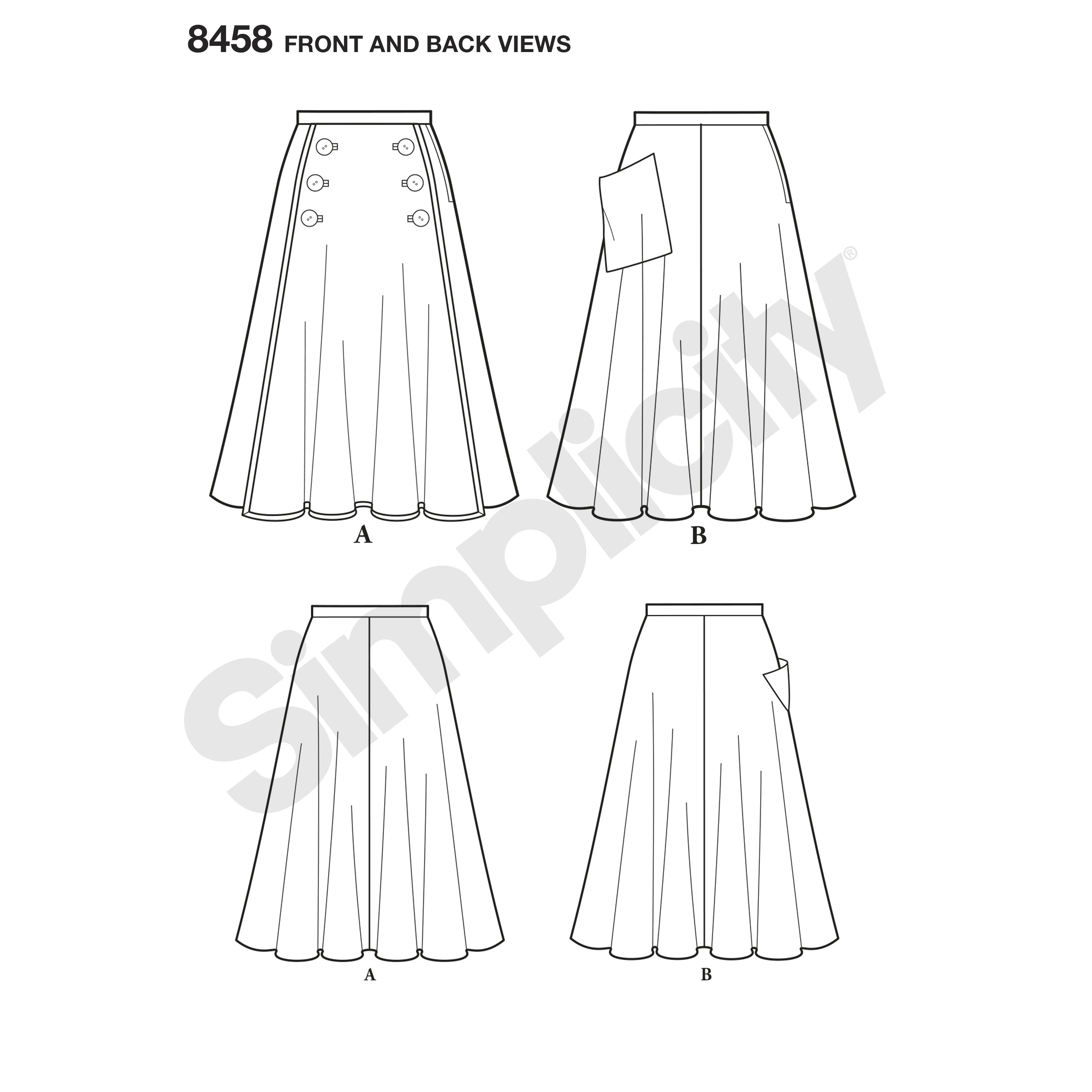Simplicity Pattern 8458 Misses' Vintage Skirts