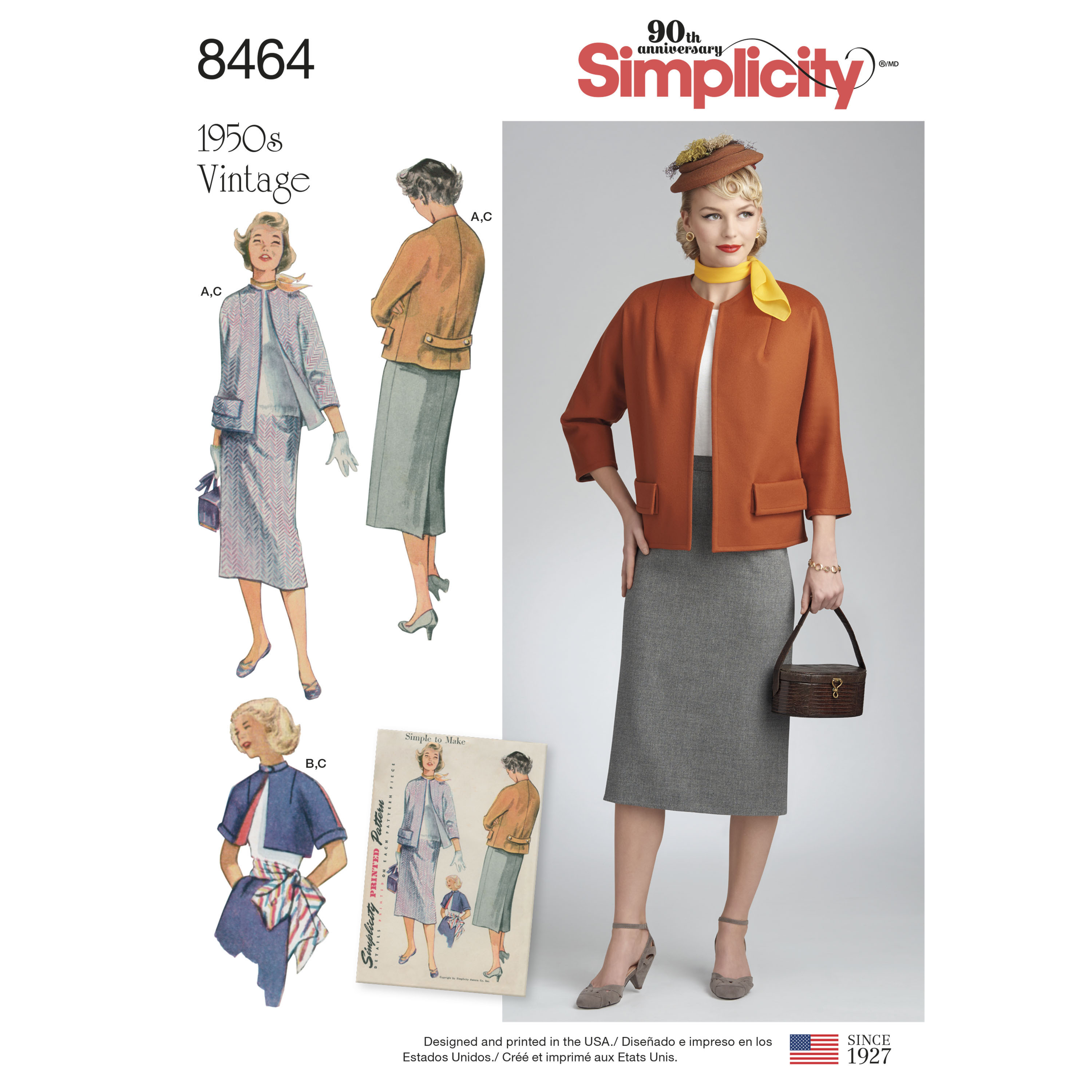 Simplicity Pattern 8464 Misses' Vintage Skirt and Lined Jacket in Two ...