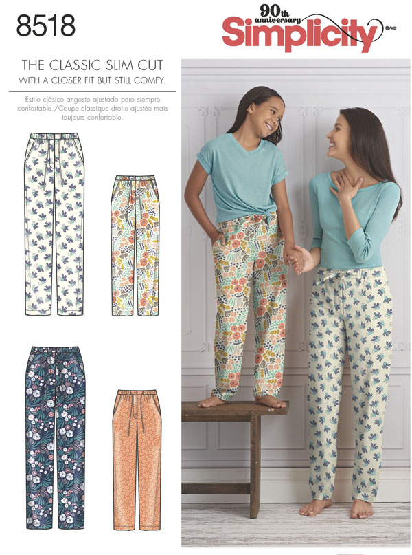 Women slim sweat pants trouser lounge wear sewing pattern