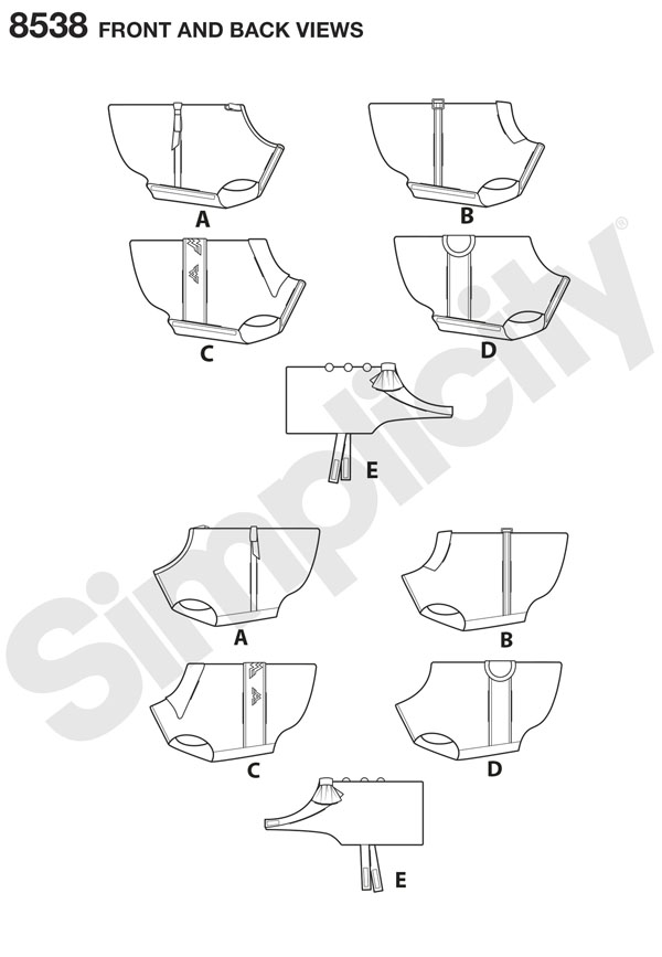 Simplicity Simplicity Pattern 8538 Dog Coats in Three Sizes