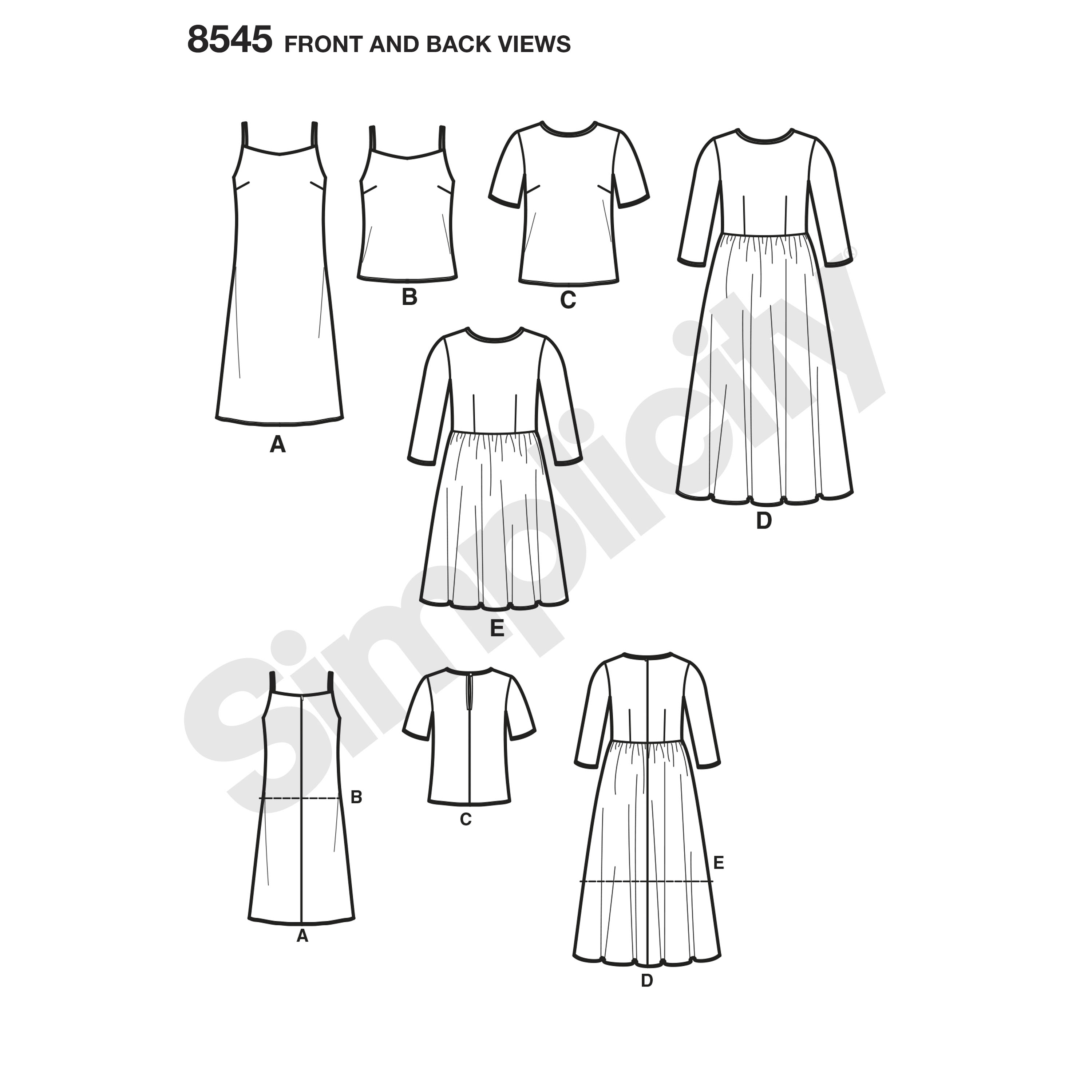 S8545, Simplicity Sewing Pattern Misses' & Miss Petite Dress and Top