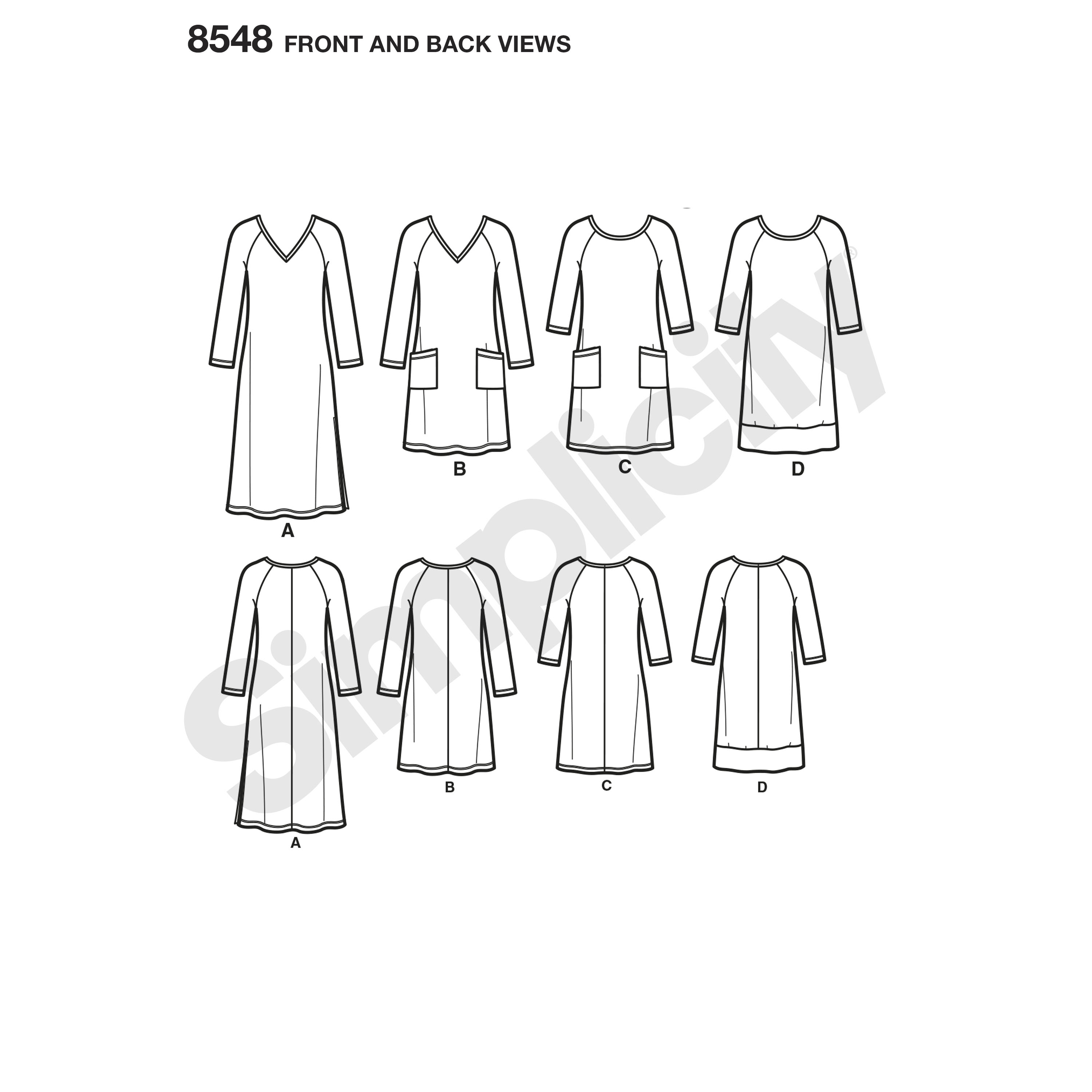 Simplicity 8548 Patron de couture robes A 
