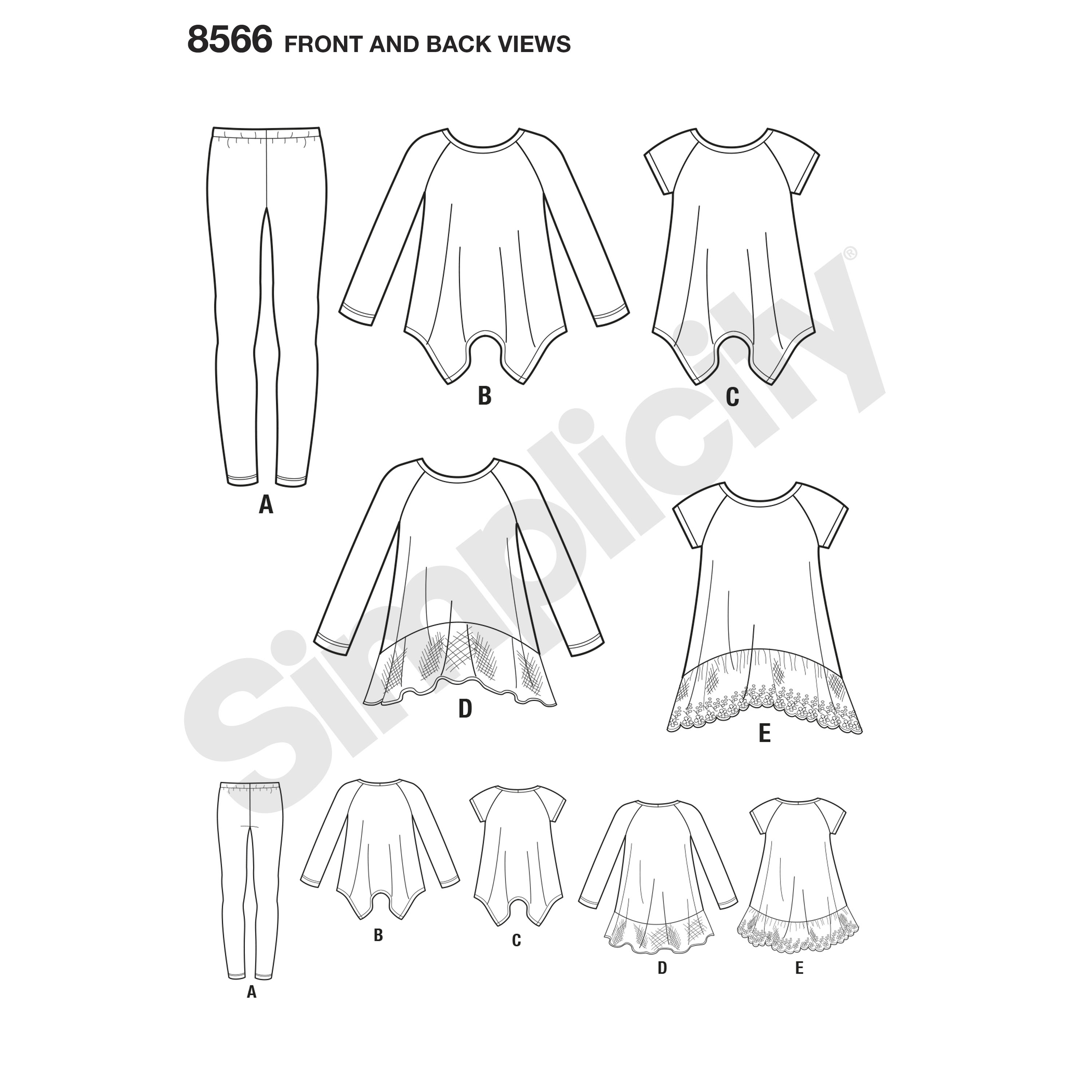 Simplicity Simplicity Pattern 8566 Child's and Girls' Tunics and Leggings
