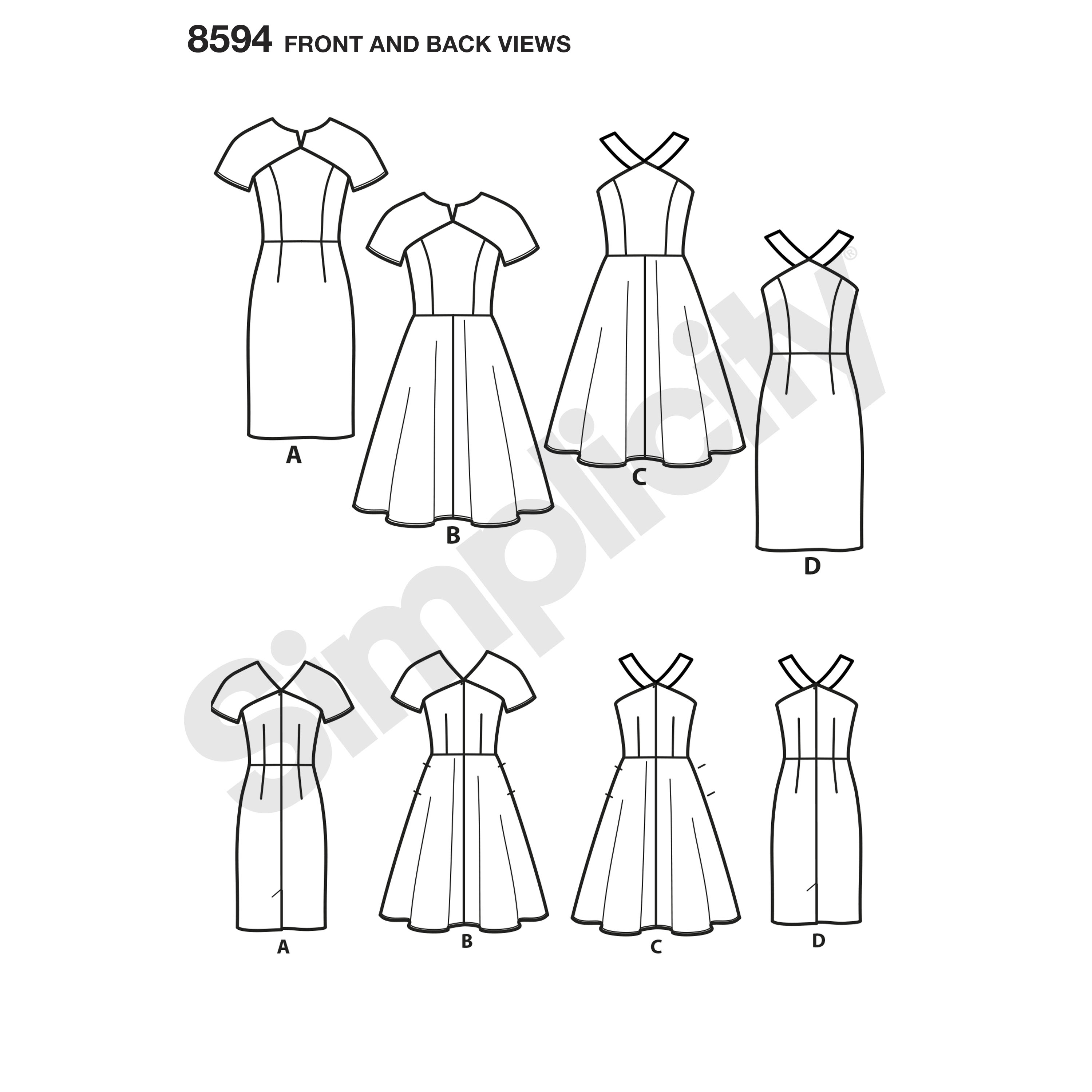 Simplicity 8594 Miss and Petite Dresses