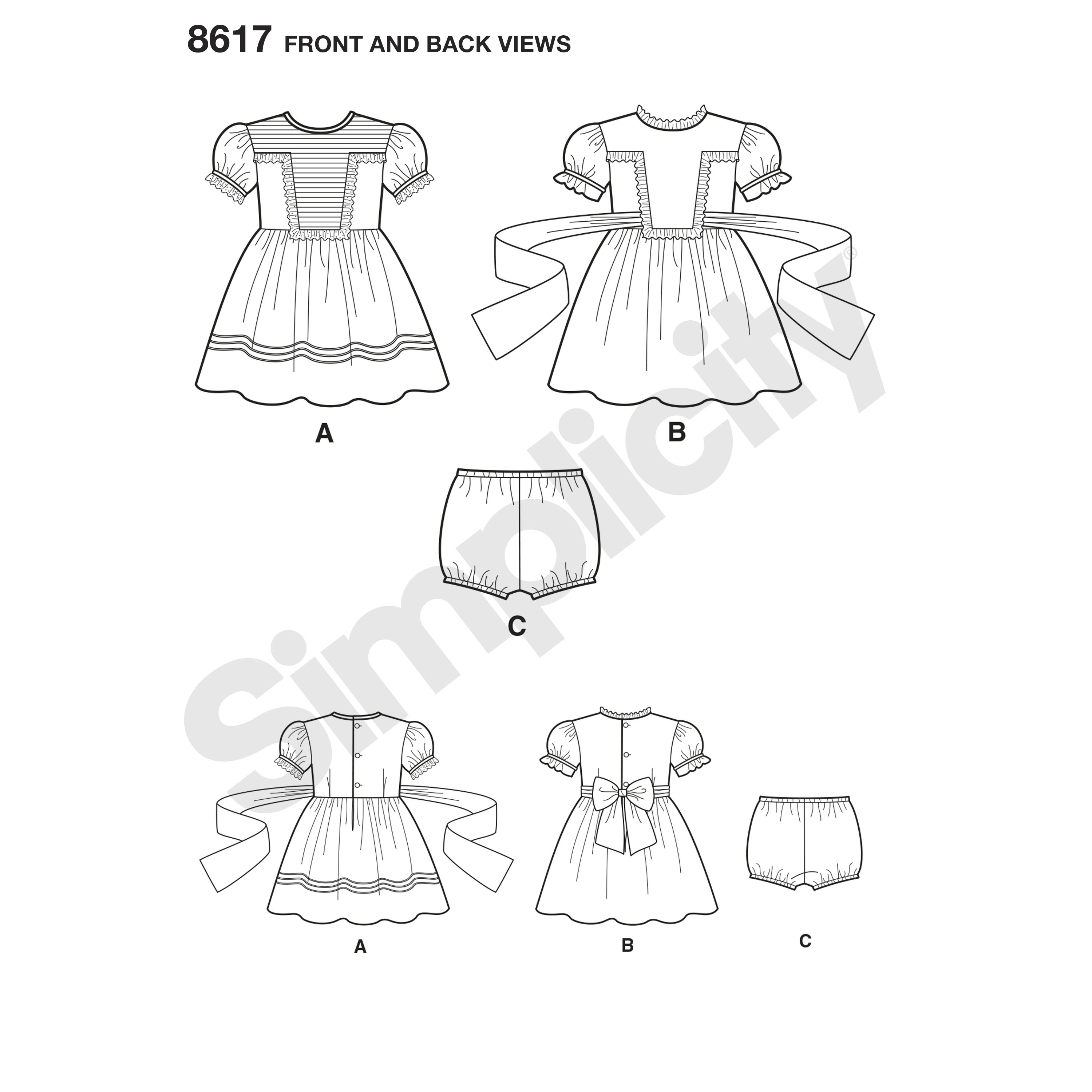 Simplicity 8617 Toddlers' Vintage Dress & Panties