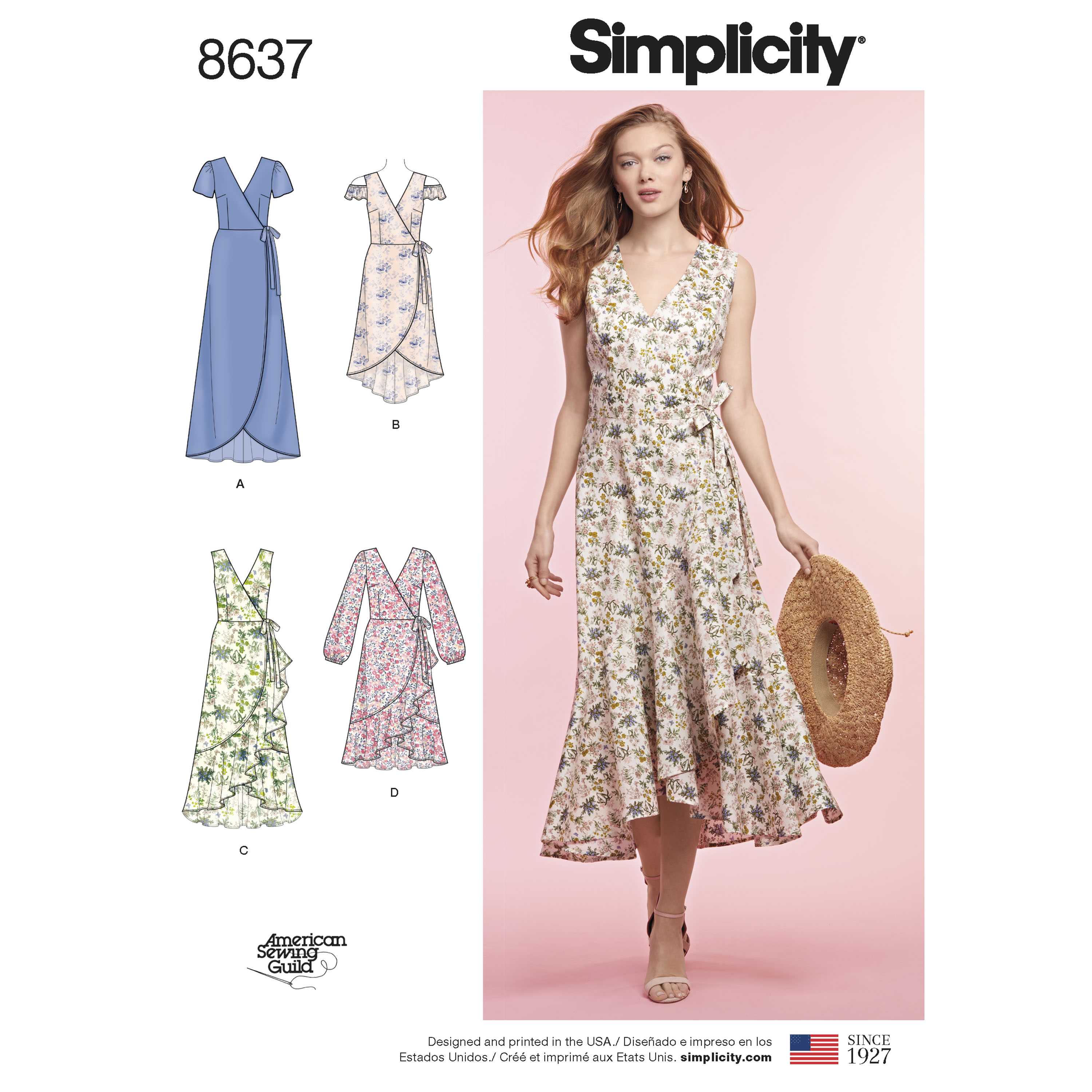 S8637, Simplicity Sewing Pattern Misses' Wrap Dress