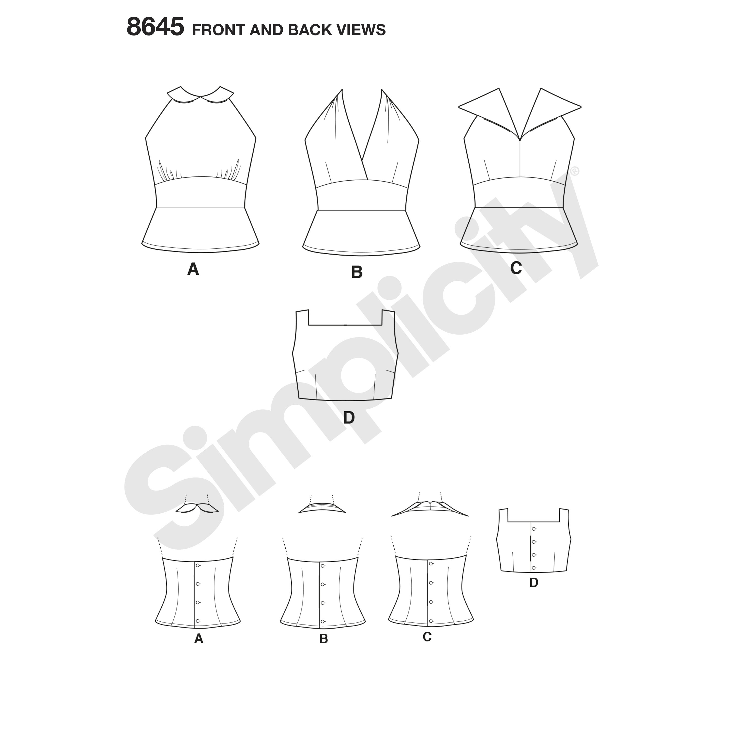 Simplicity 8645 Misses' Vintage Tops