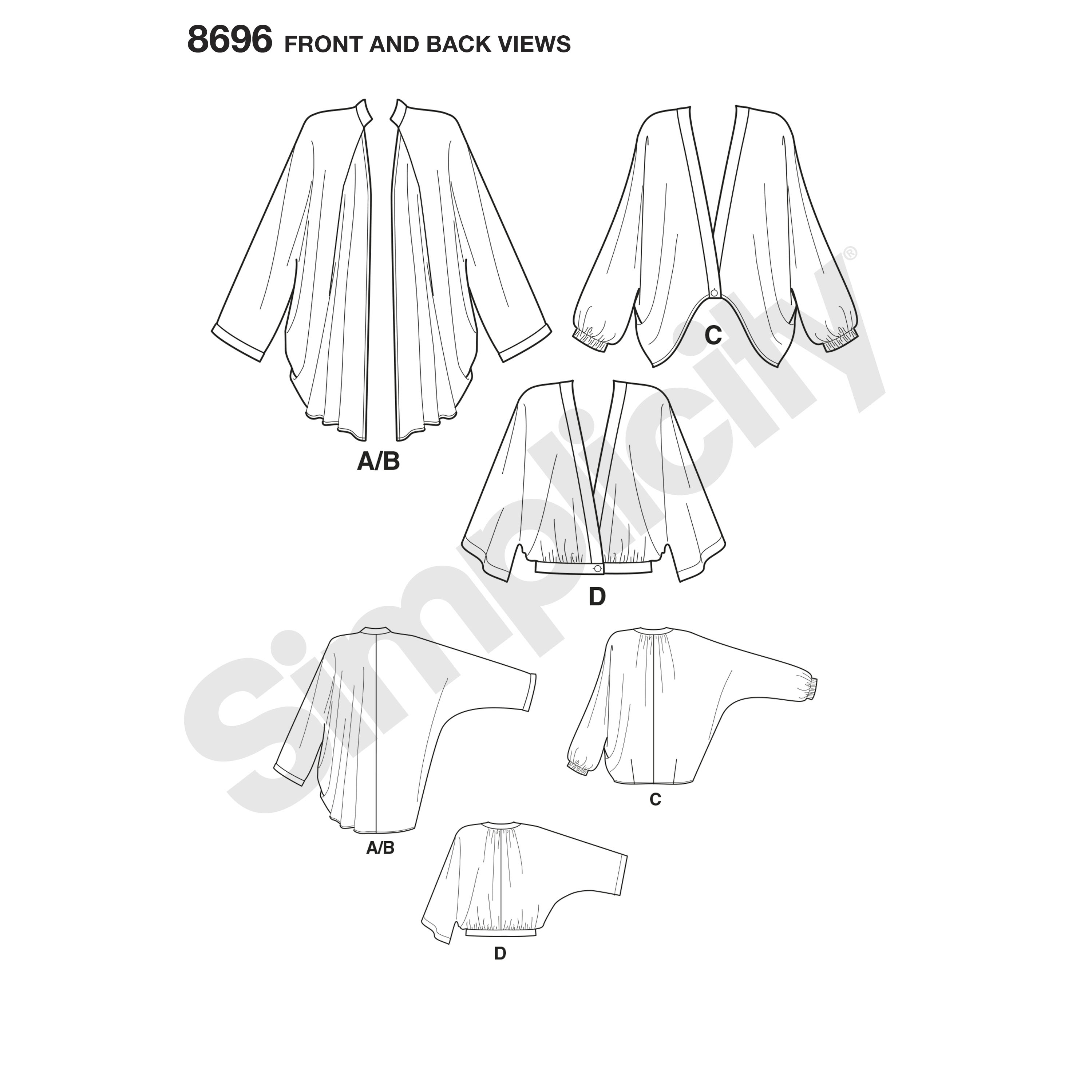 Simplicity 8696 Misses' Kimono with Length Variations