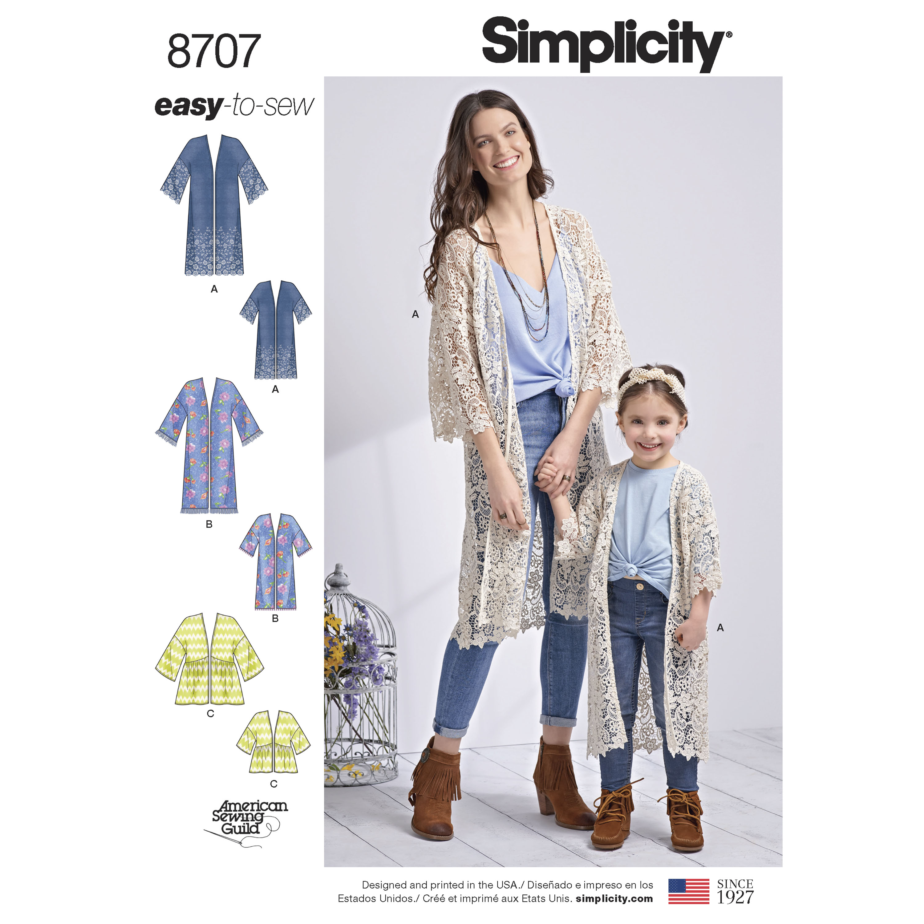 Simplicity Misses' Loose Fitting Kimono Jacket Sewing Pattern, S8887, A