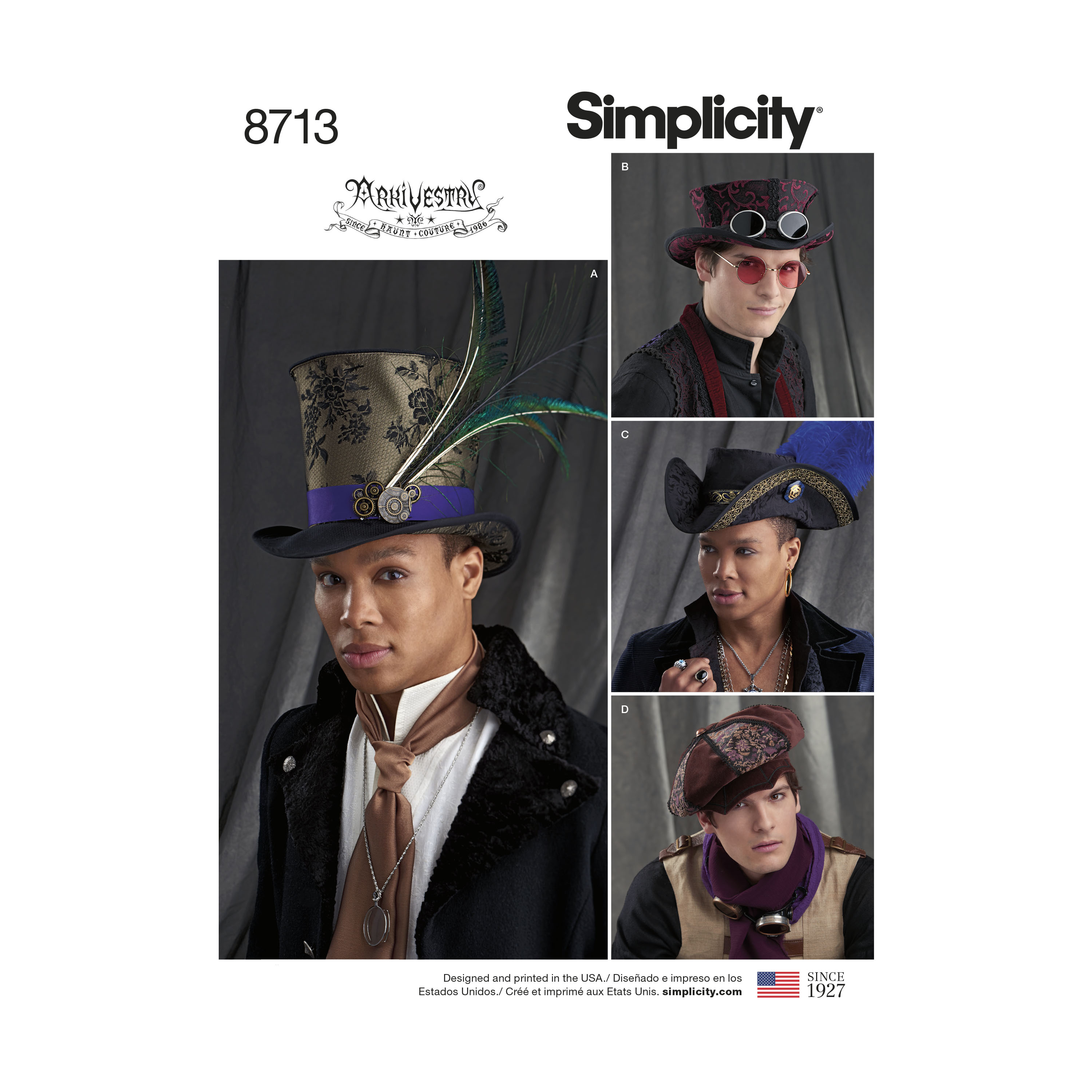 Simplicity 8713 Men's Hats in Three Sizes