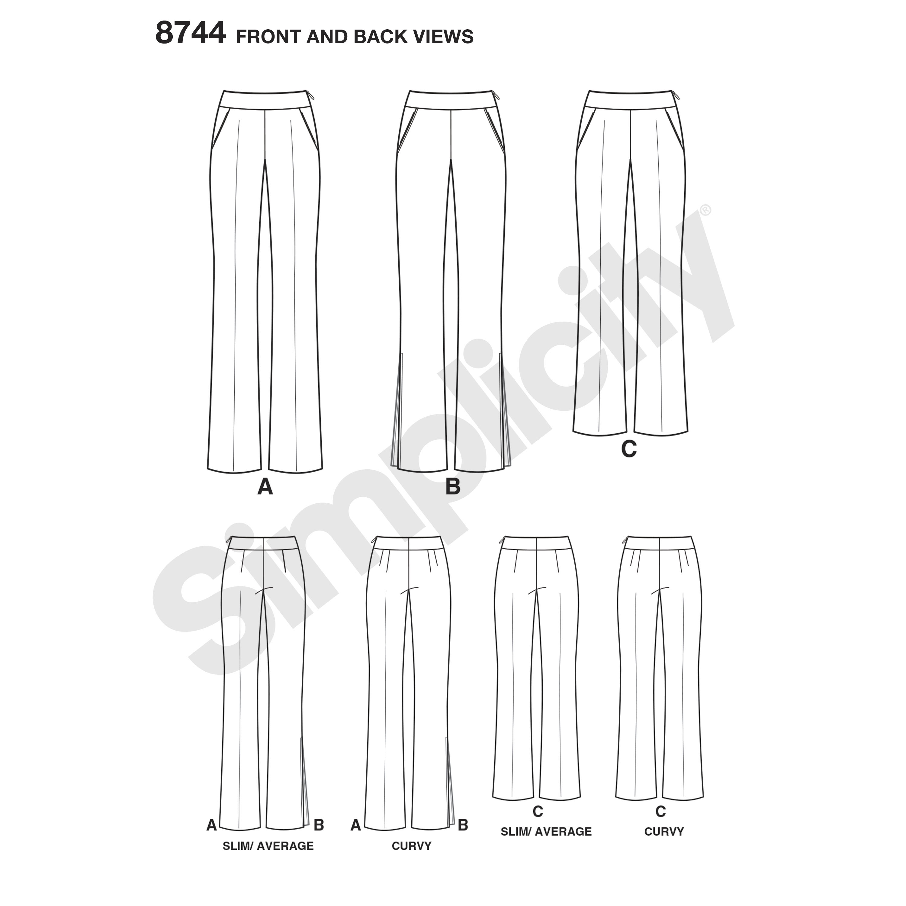 Simplicity 8744 Misses'/Women's Amazing Fit Pants