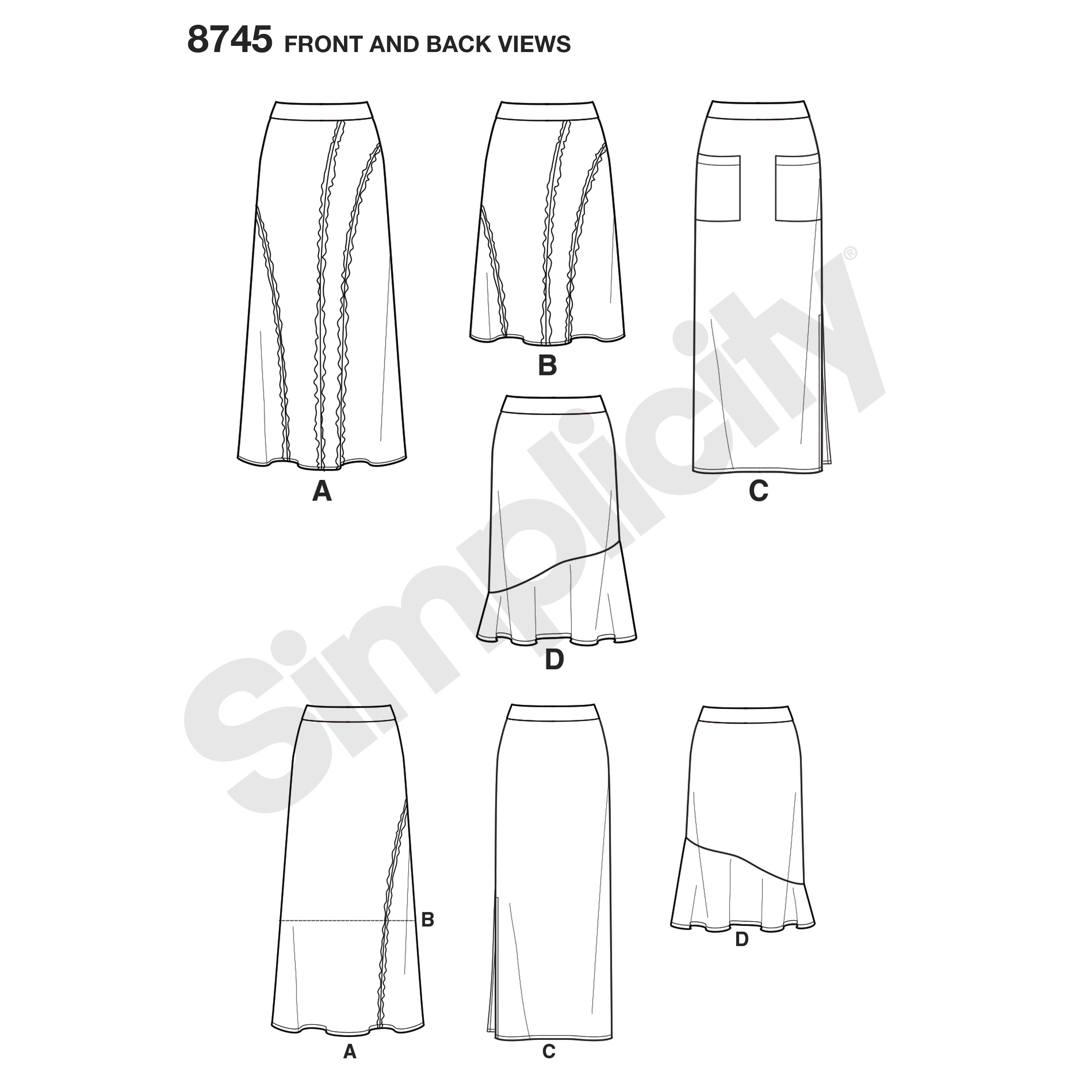 Simplicity 8745 Misses' Easy-to-Sew Knit Skirts