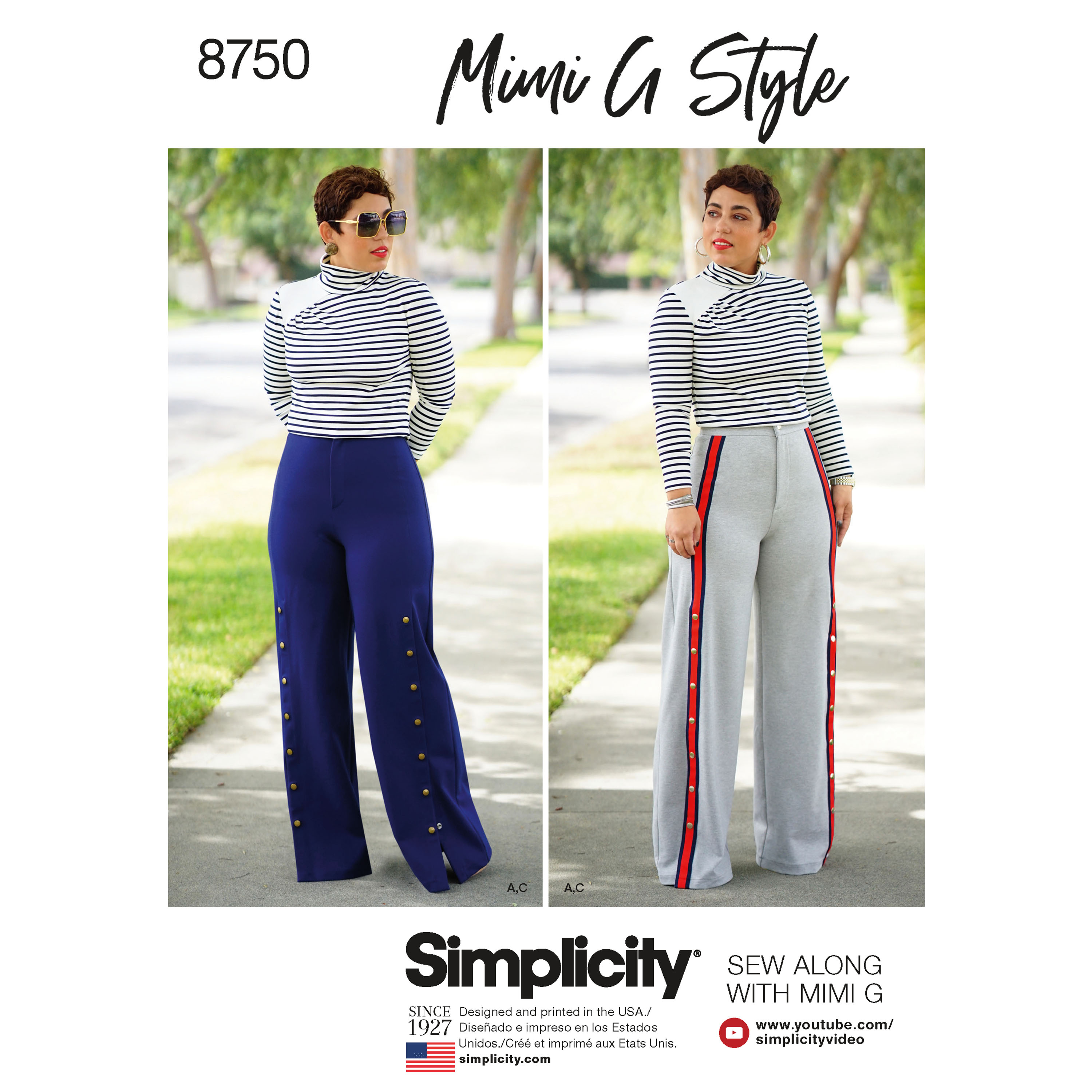Simplicity Patterns SimplicityPattern 8750 Patrons de pantalons hauts et jambes larges pour femme par Mimi G Style blanc papier taille unique