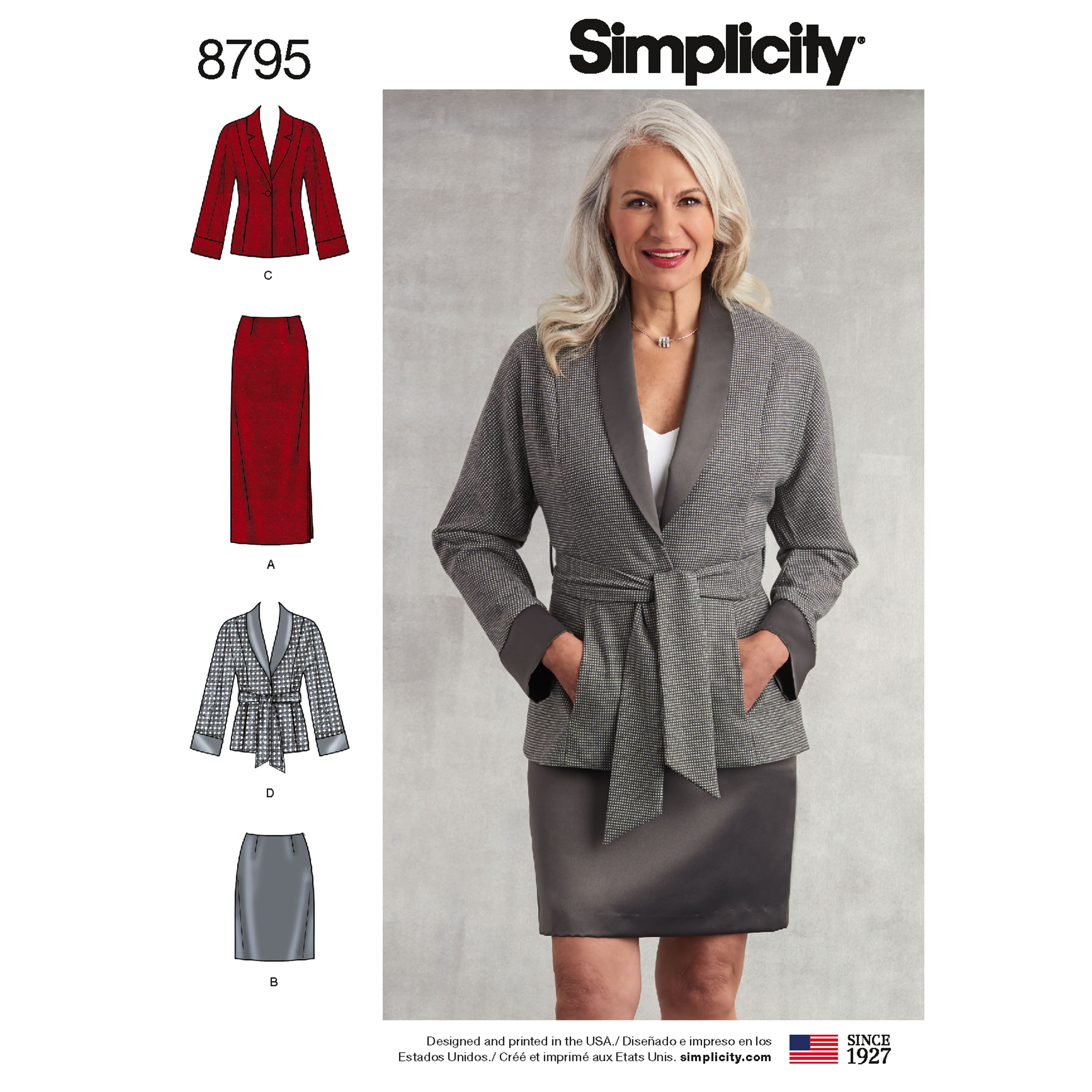 Simplicity  8795 Misses'/Miss Petite Skirt Jacket and Belt   Sewing Pattern 