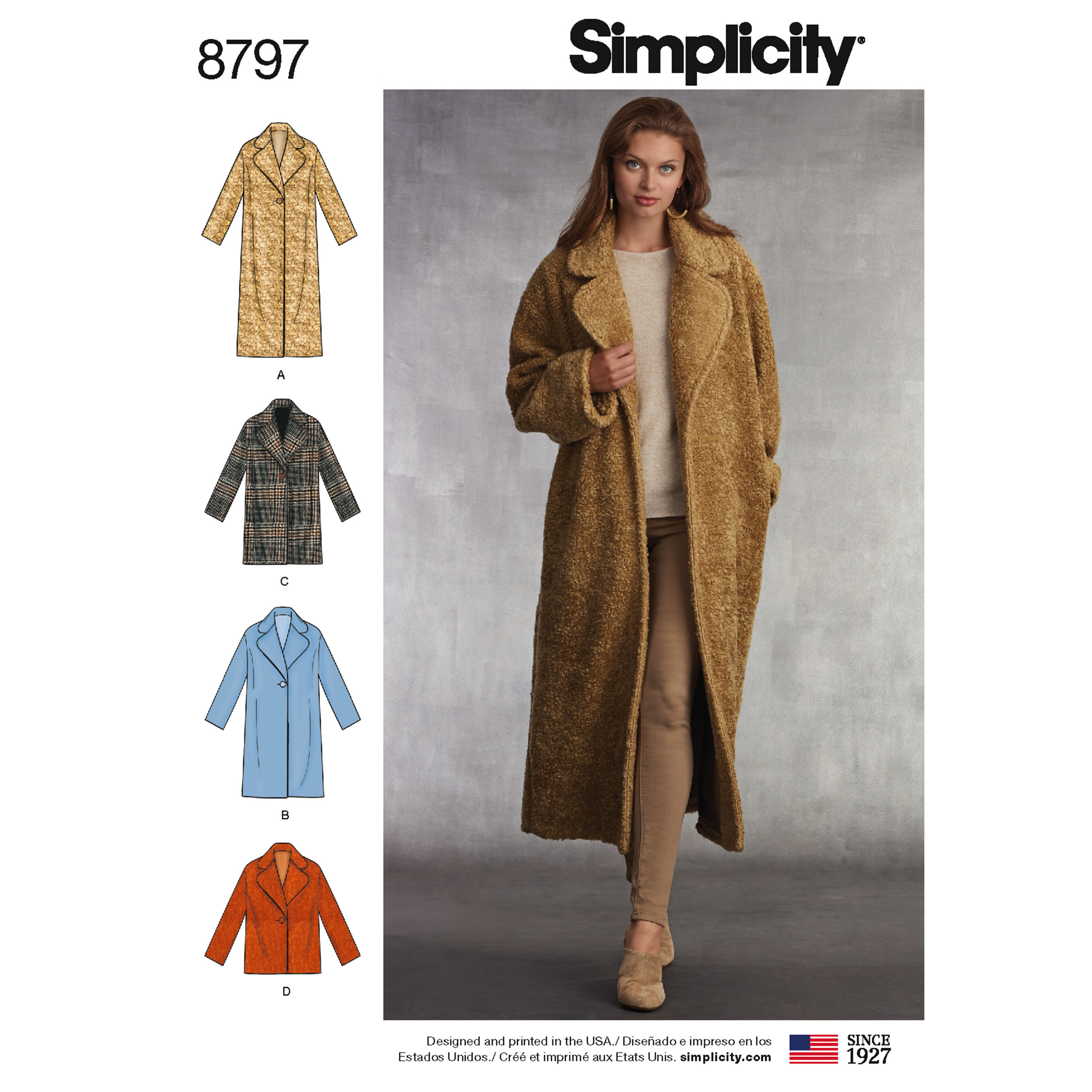 Simplicity 8797 Misses' Loose-Fitting Lined Coat