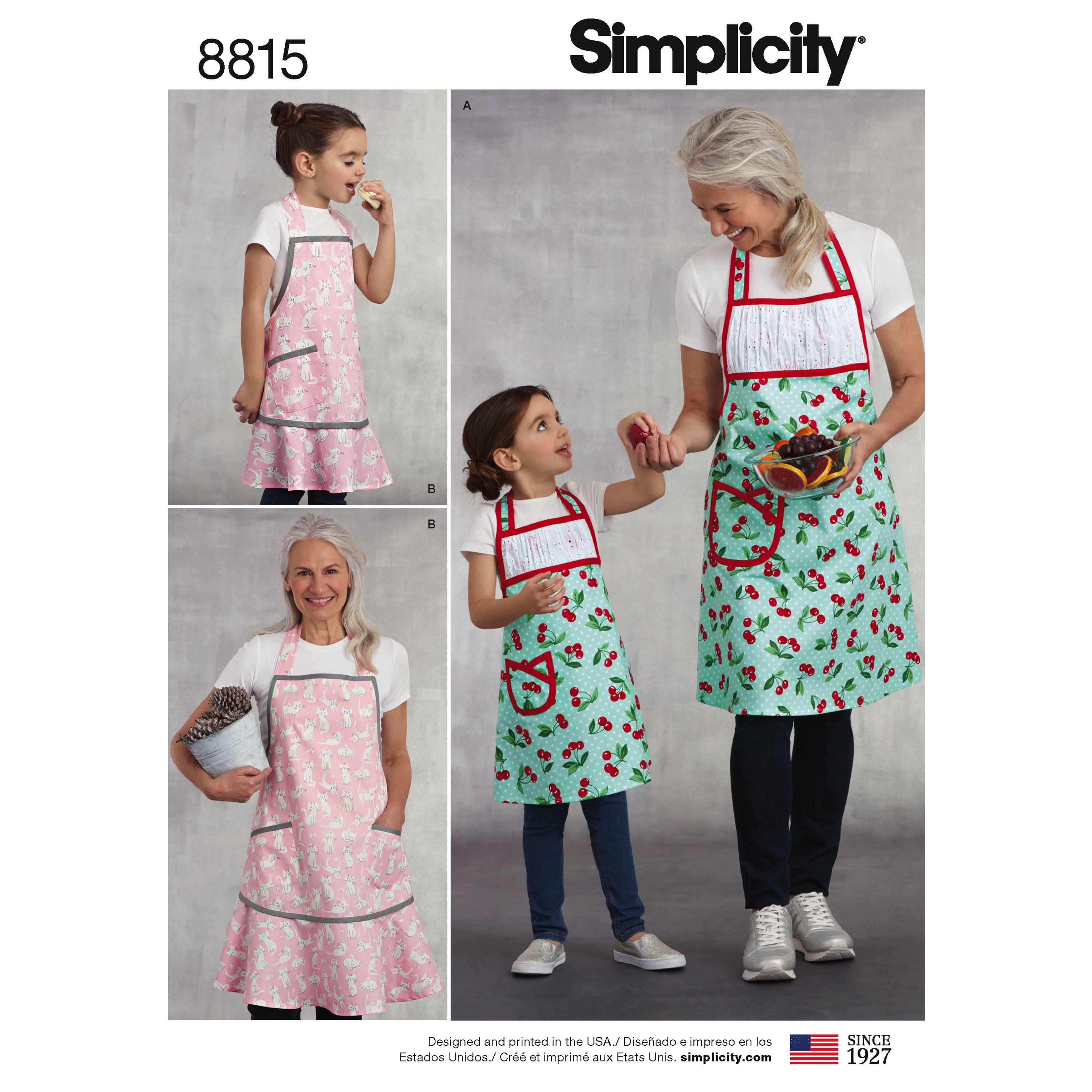 Simplicity Pattern 1707 Misses & Girls Matching Full Aprons ~ 2 Styles ~ All SZ 
