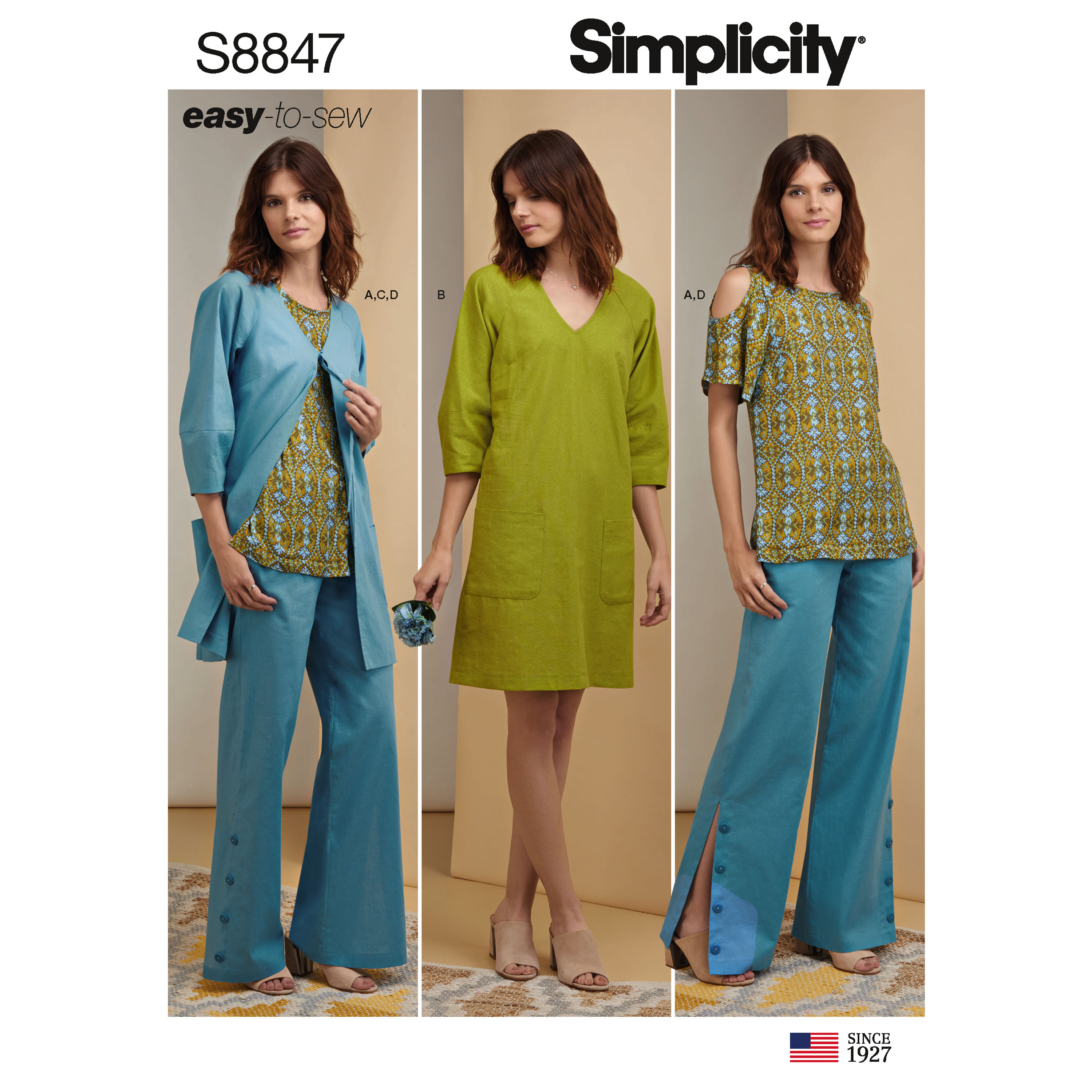 Wrap Dress Top Pants size 6-14 Simplicity 8848 Sewing Pattern *