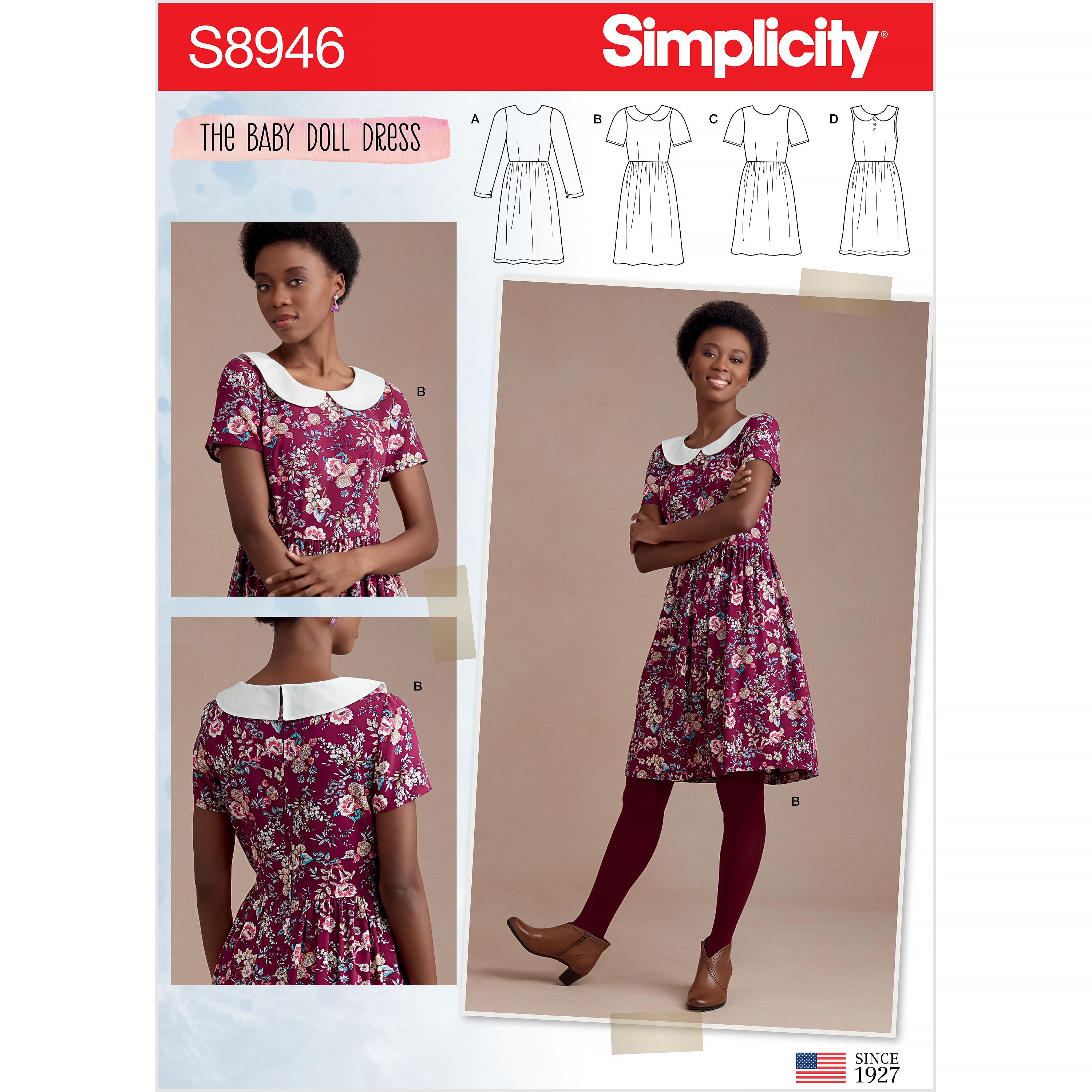 Paper 22 x 15 x 1 cm White Simplicity Misses Dress with Sleeve Variations Sewing Pattern