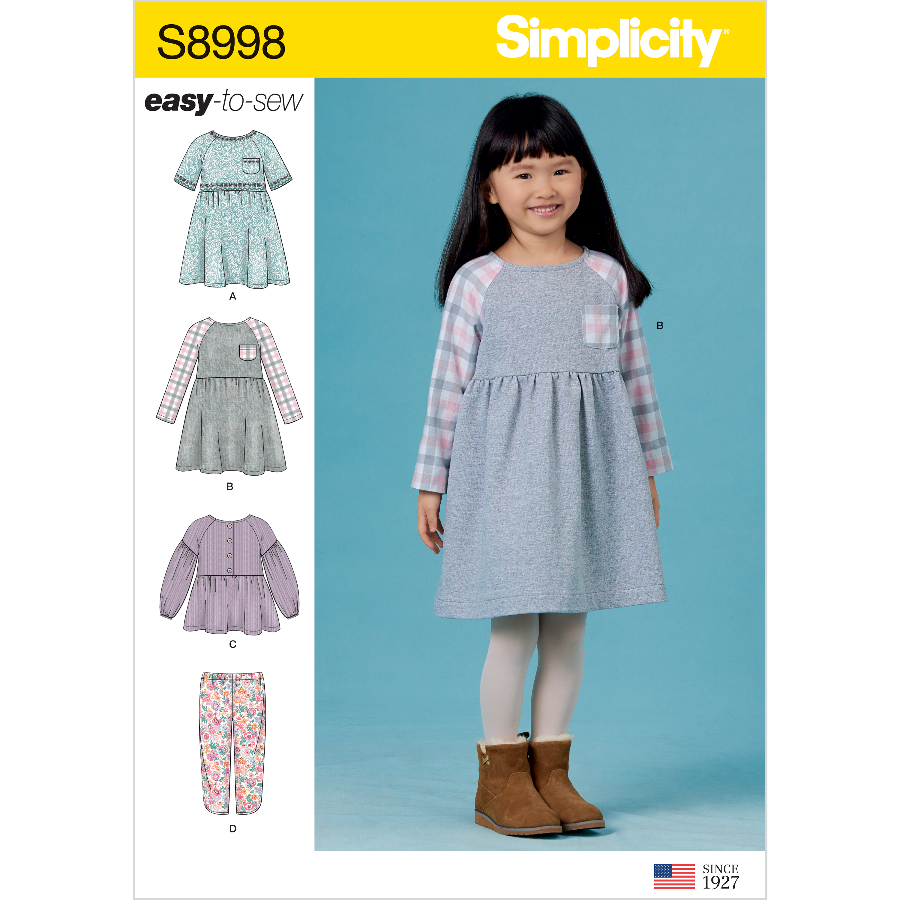 Simplicity 8998 Children's Easy-To-Sew Sportswear Dress, Top, Pants