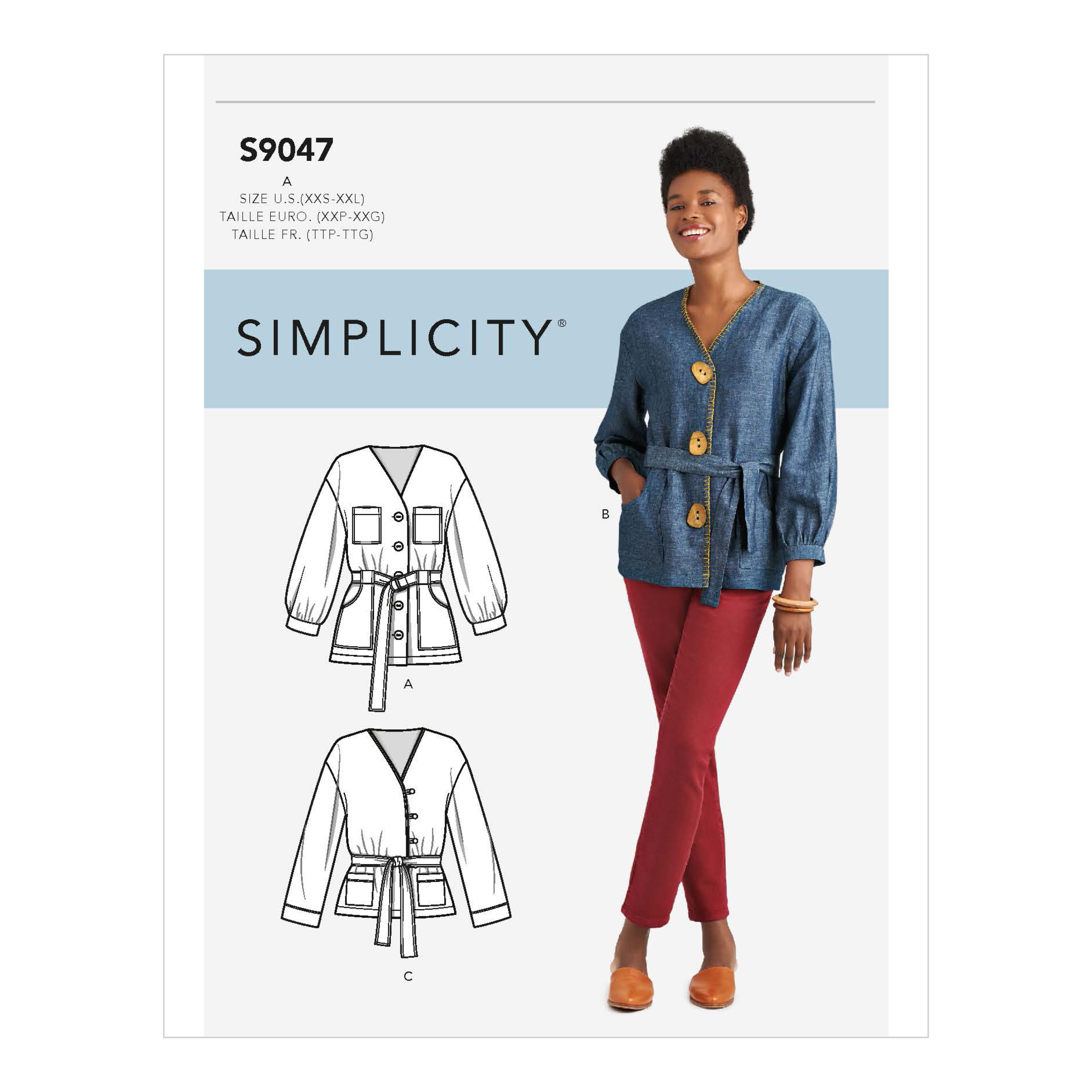 Simplicity Simplicity 9047 Misses' Unlined Jacket With Waist Belt