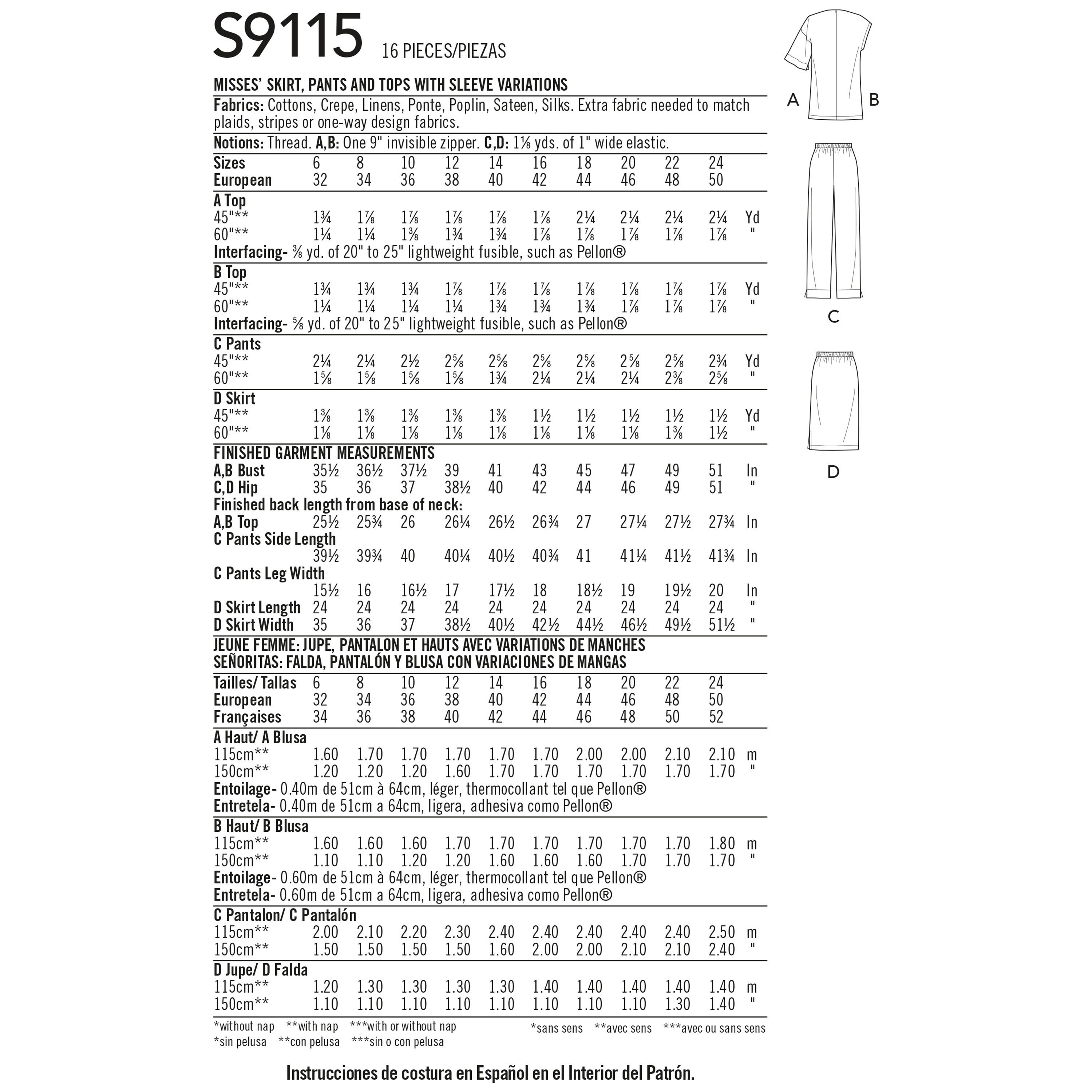 Amazon.com: Simplicity 9115 (Sizes XS, S, M)Accessories