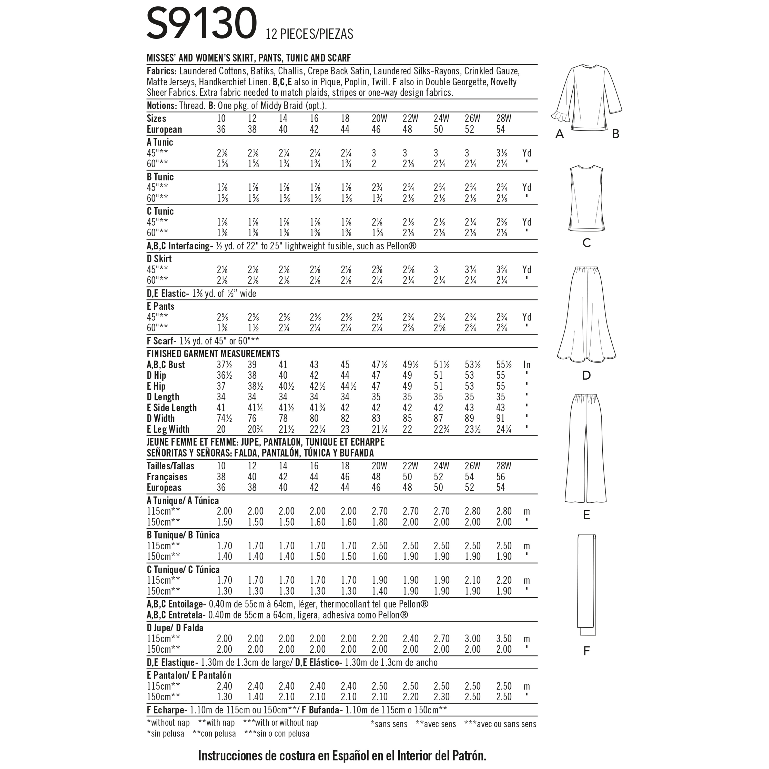 Simplicity 1698 Top, Jacket, Skirt Size: BB 20W-28W Uncut Sewing Pattern