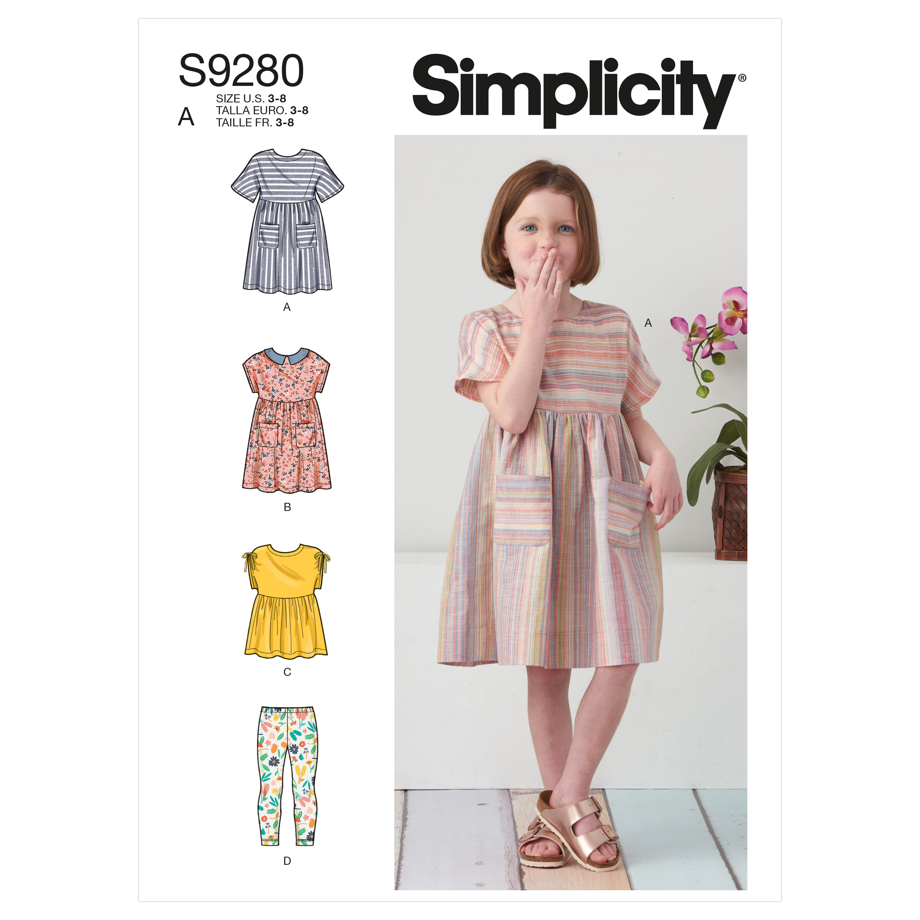 Simplicity 9280 Children's Dresses, Top & Leggings