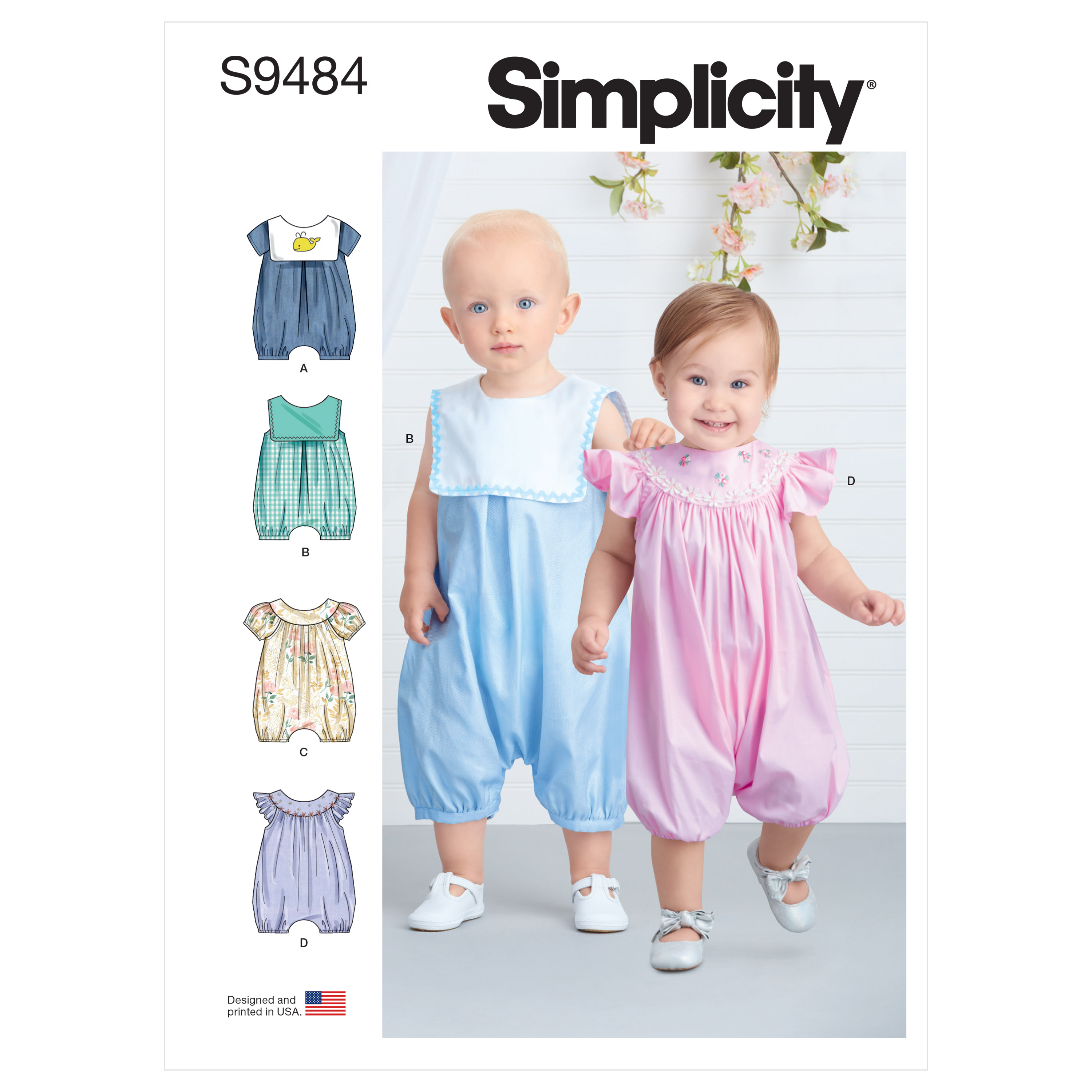 Simplicity 9484 Babies' Rompers