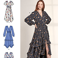 Misses Midi Wrap Dress Simplicity Sewing Pattern 9639