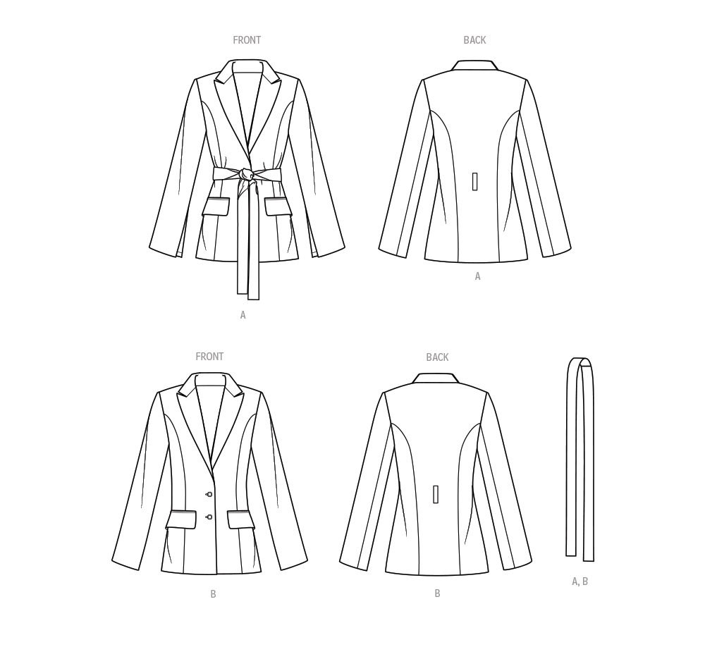 Simplicity 9688 Misses' and Women's Jacket with Tie Belt