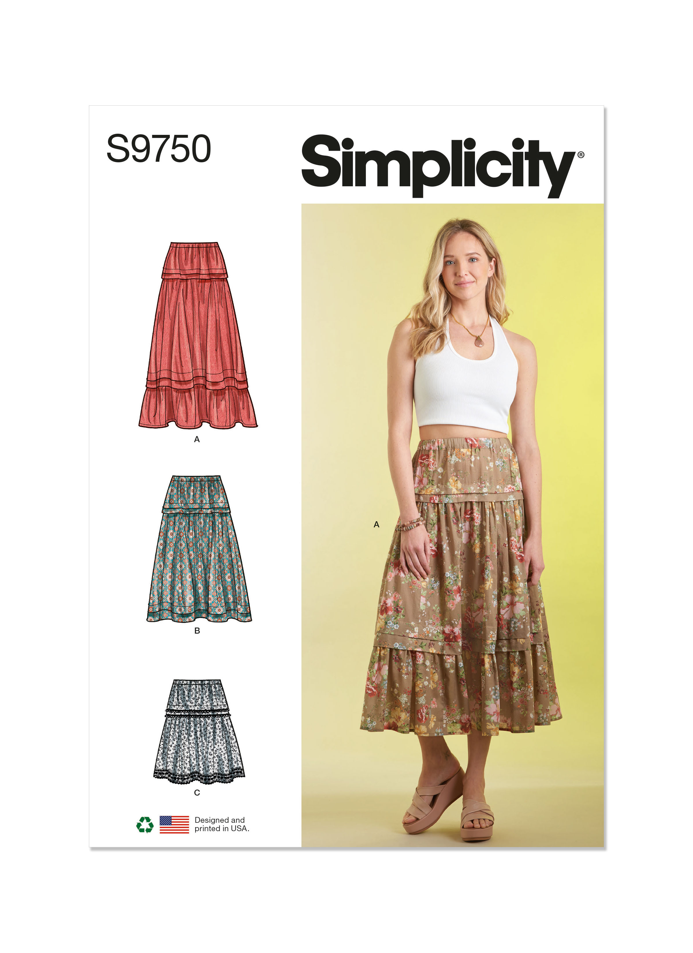 Simplicity 9750 Misses Skirt In Three Lengths 6631