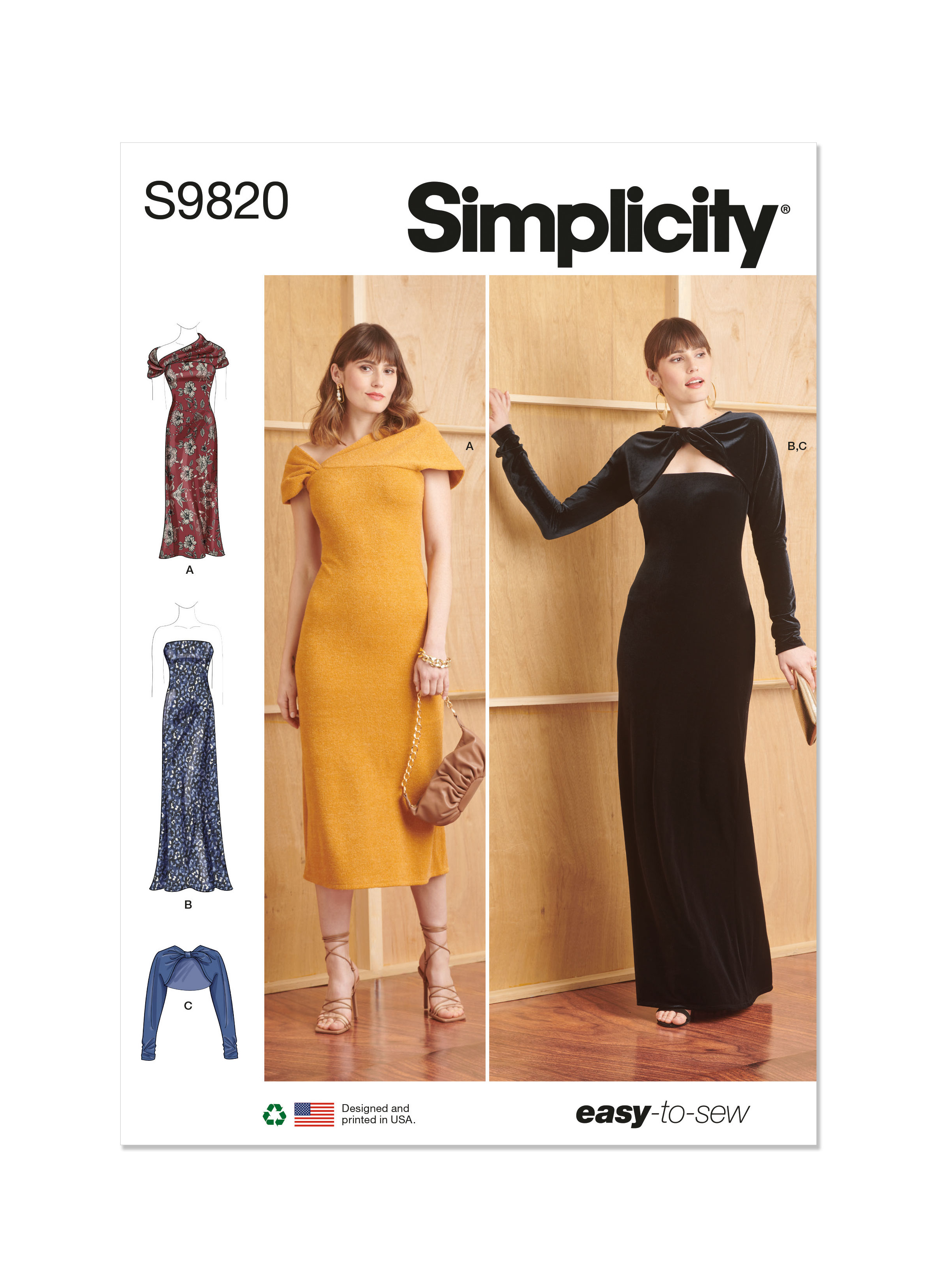 Simplicity 9820 Misses' Knit Dresses and Shrug
