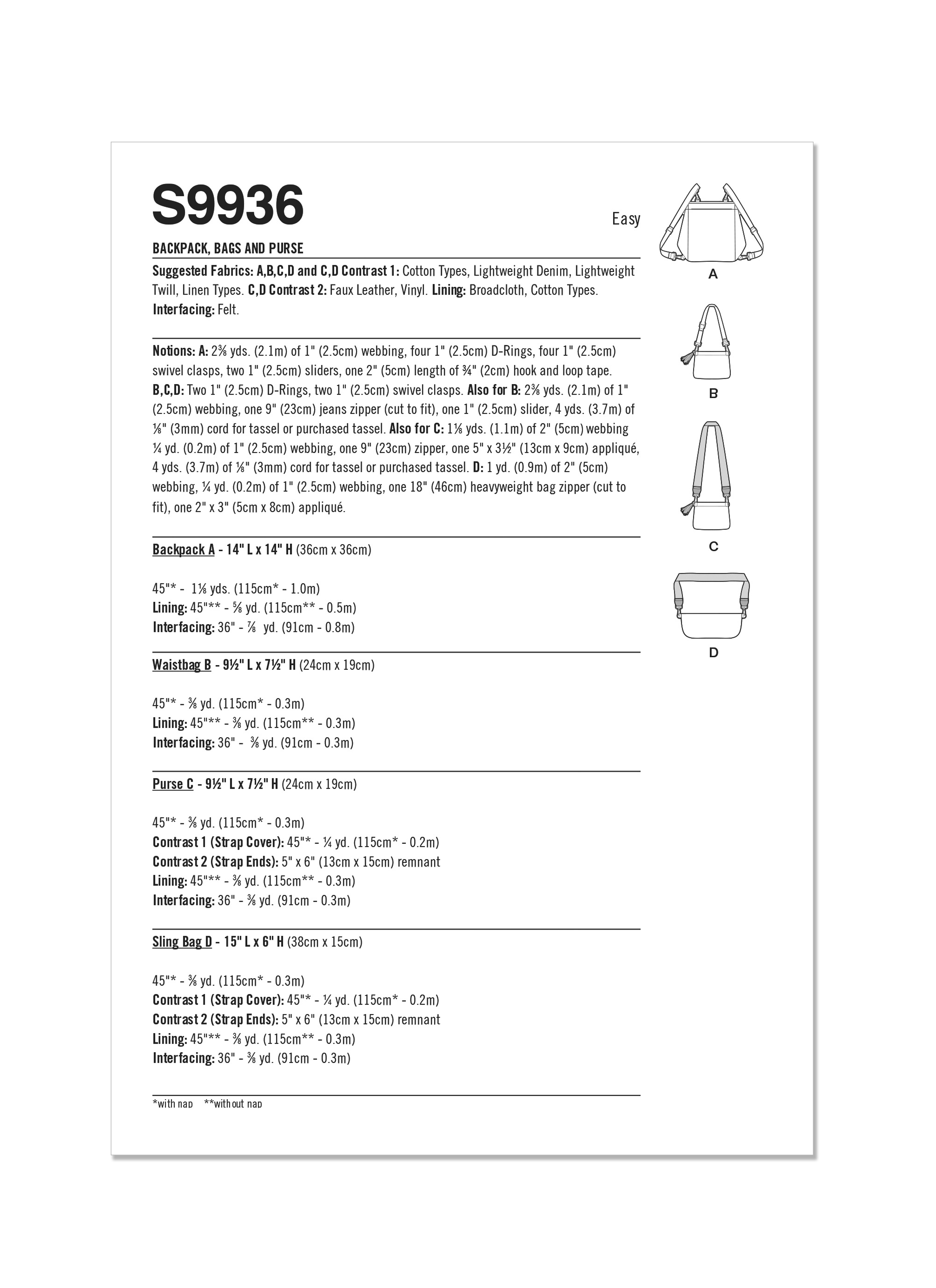 Simplicity 取り上げ 4263 縫製パターンバッグ ハンドバッグ