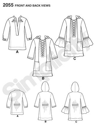 Simplicity 2055 Misses tunic with trim and sleeve variations