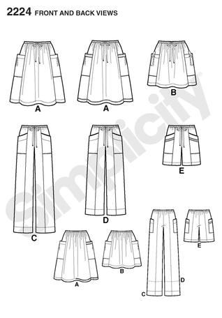Simplicity 2224 Misses' Skirt. Pants or Shorts