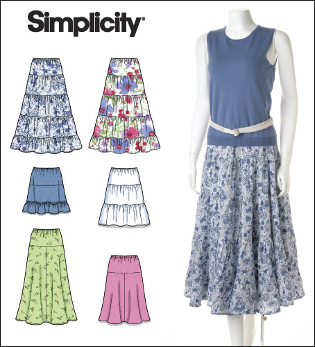 Simplicity 2609 Misses Tiered and Flared Pull-on Skirts