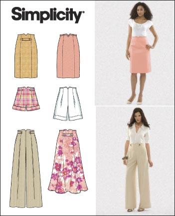 Simplicity 2654 Misses Skirts, Pants and Shorts