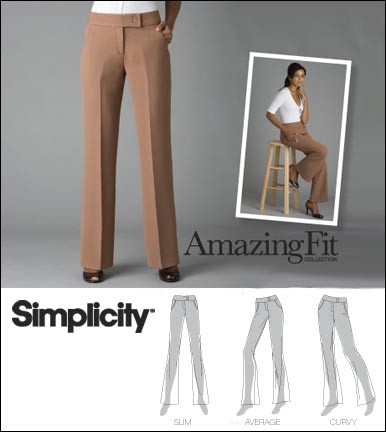 Simplicity 2342 Womens AMAZING FIT Pleat Waist Pants for Slim Average