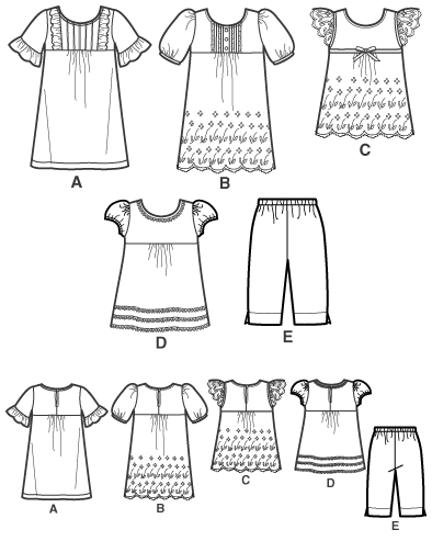 Simplicity 2711 Child Dress, Tunic & Shorts