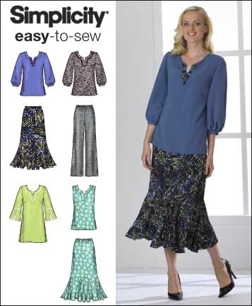 Simplicity 2737 Misses' Womens' Pants,skirt And Tunic Or Top