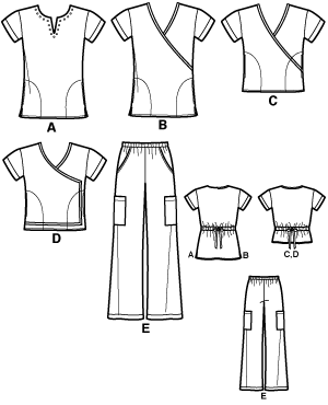 Simplicity 2871 Misses Scrub Tops and Pants