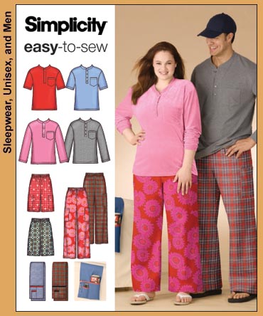 Simplicity 3646 Adult Unisex Pajama Pants/Tops