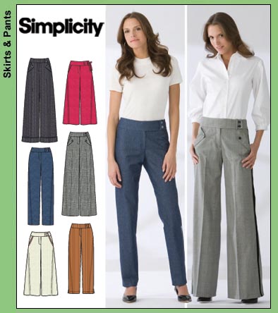 Slim Pants, Capris and Skirt Sewing Patterns for Misses Women Size