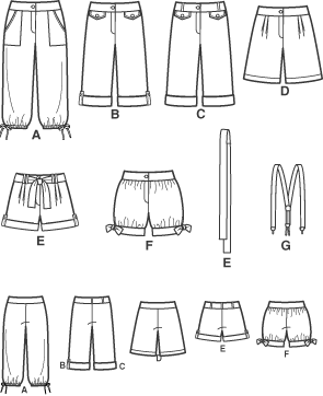 Simplicity 3849 Juniors Cropped Pants & Shorts