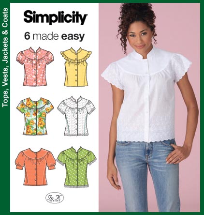 - Long Sleeve Cotton blouse  Simplicity Pattern Cat Silhouette