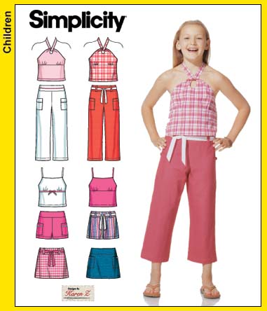 Simplicity 5036 Girls' capris, top, skirt